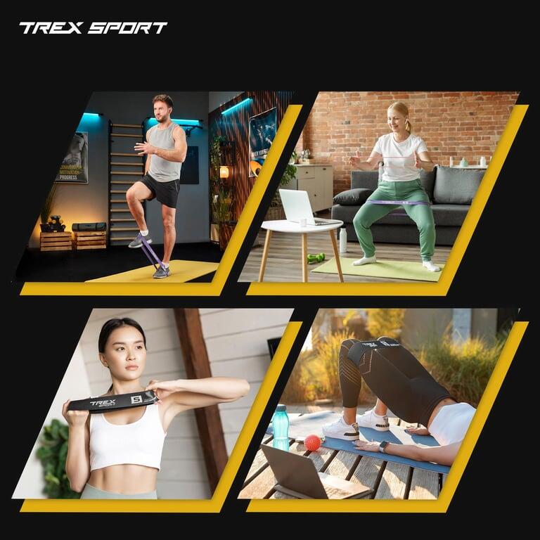 Set 5 benzi elastice Trex Sport Miniband 1–18 kg cu geantă