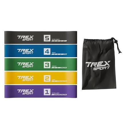 Bandes de résistance 5 pcs Trex Sport Miniband 1-18 kg avec sac