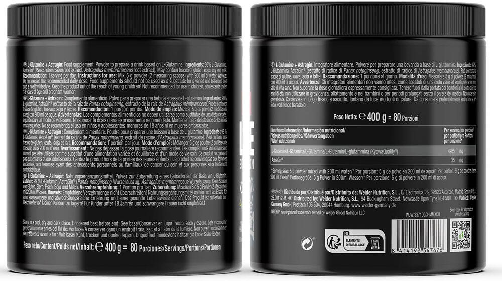 Weider Premium L-Glutamine + AstraGin (400g) Unflavoured - Aminozuren 6/6