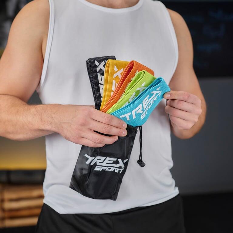 Mini bandes de résistance en tissu 5 pcs Trex Sport 2,5-25 kg avec sac 3/7