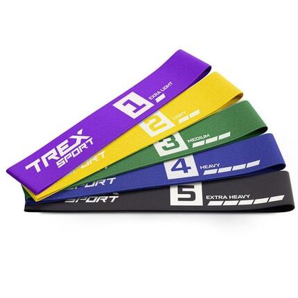 Bandes de résistance en tissu 5 pcs Trex Sport Miniband 2,5-25 kg avec sac
