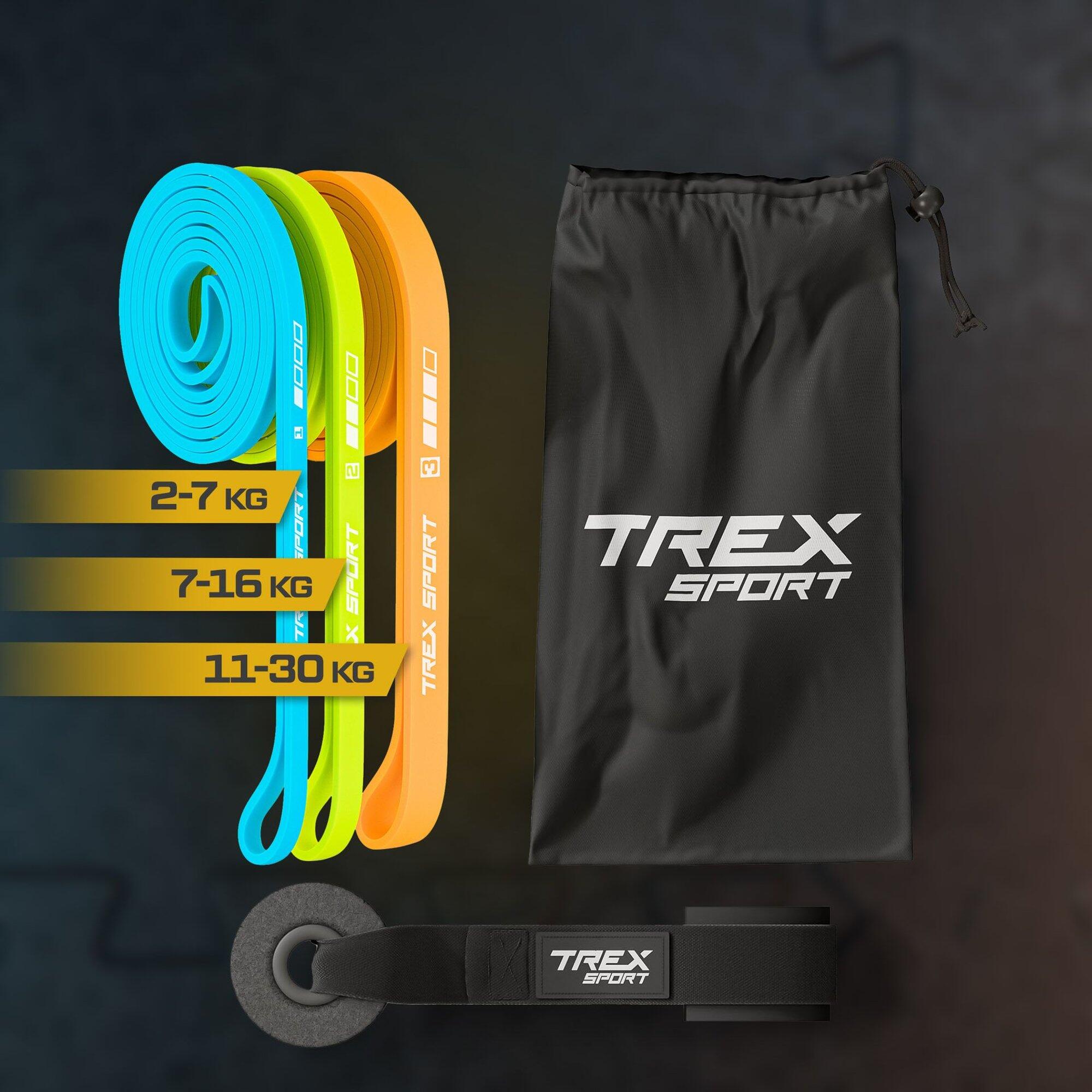 Set de 3 bandas elásticas Trex Sport Power Band neón 2-30 kg 2/7