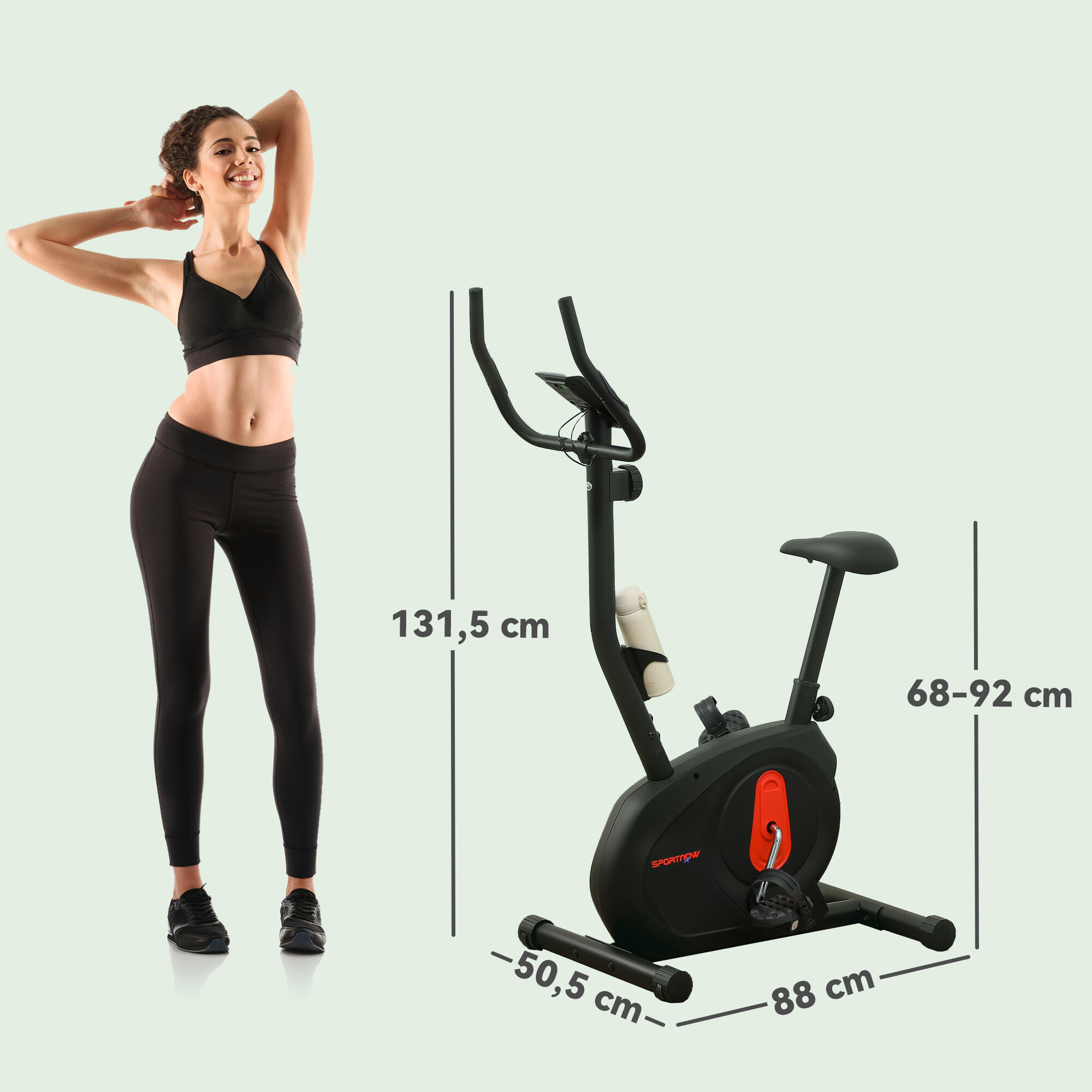 Vélo d'appartement avec résistance magnétique réglable, capteur, écran LCD et 5/9