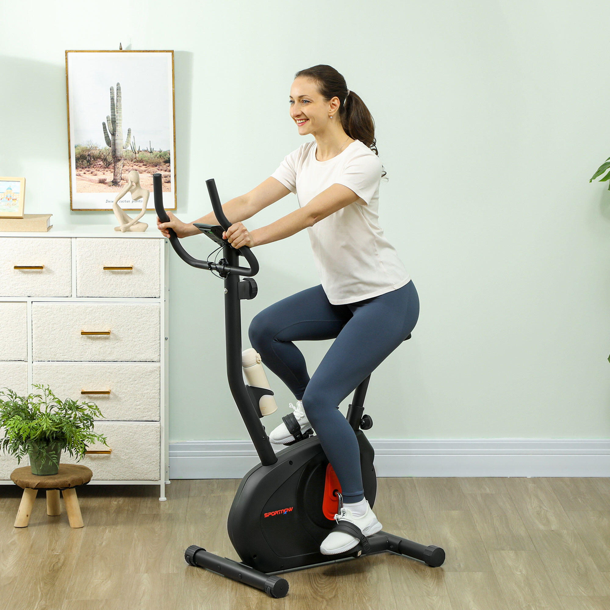 Vélo d'appartement avec résistance magnétique réglable, capteur, écran LCD et 3/9