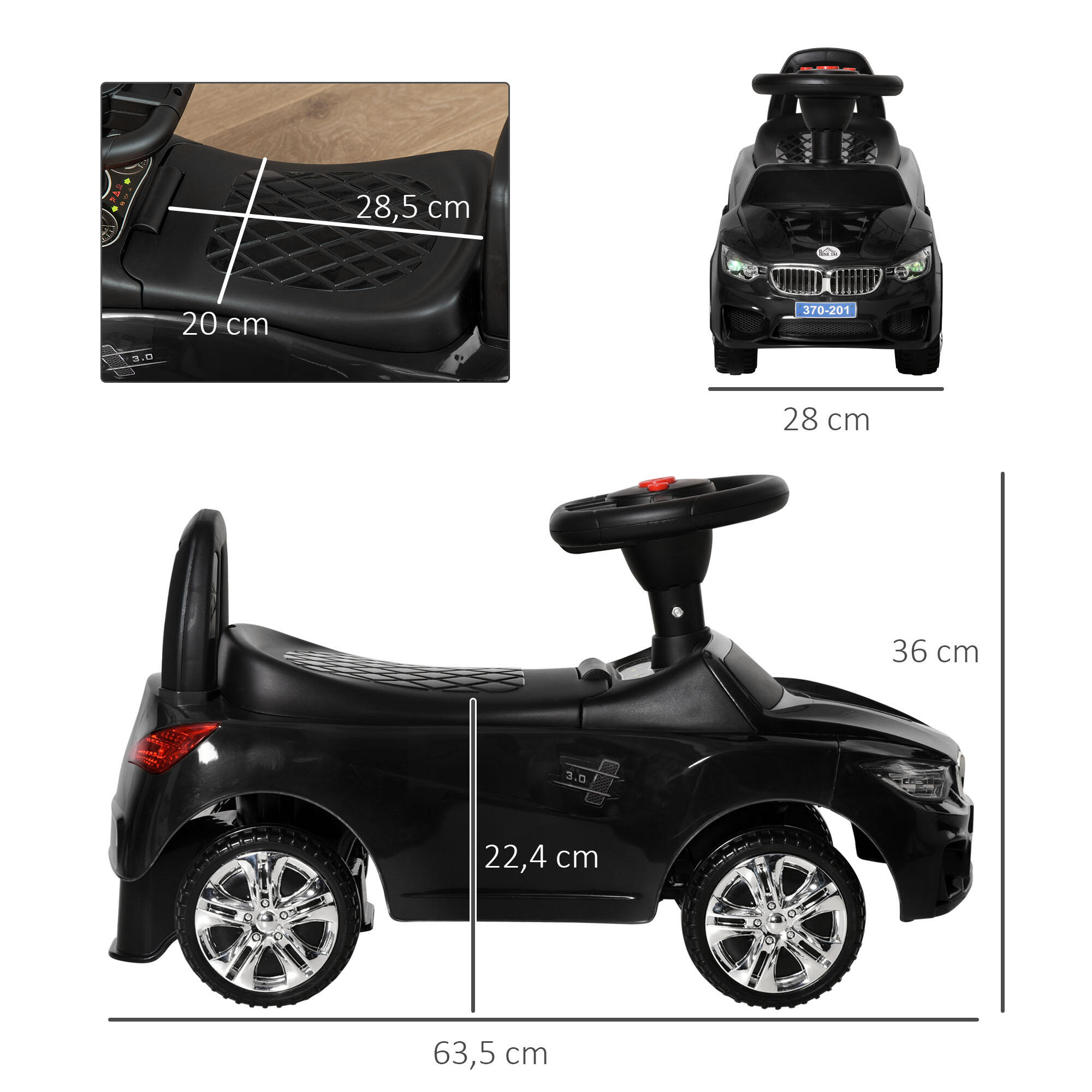 Carro andador 63,5x28x36 cm preto HOMCOM 3/6