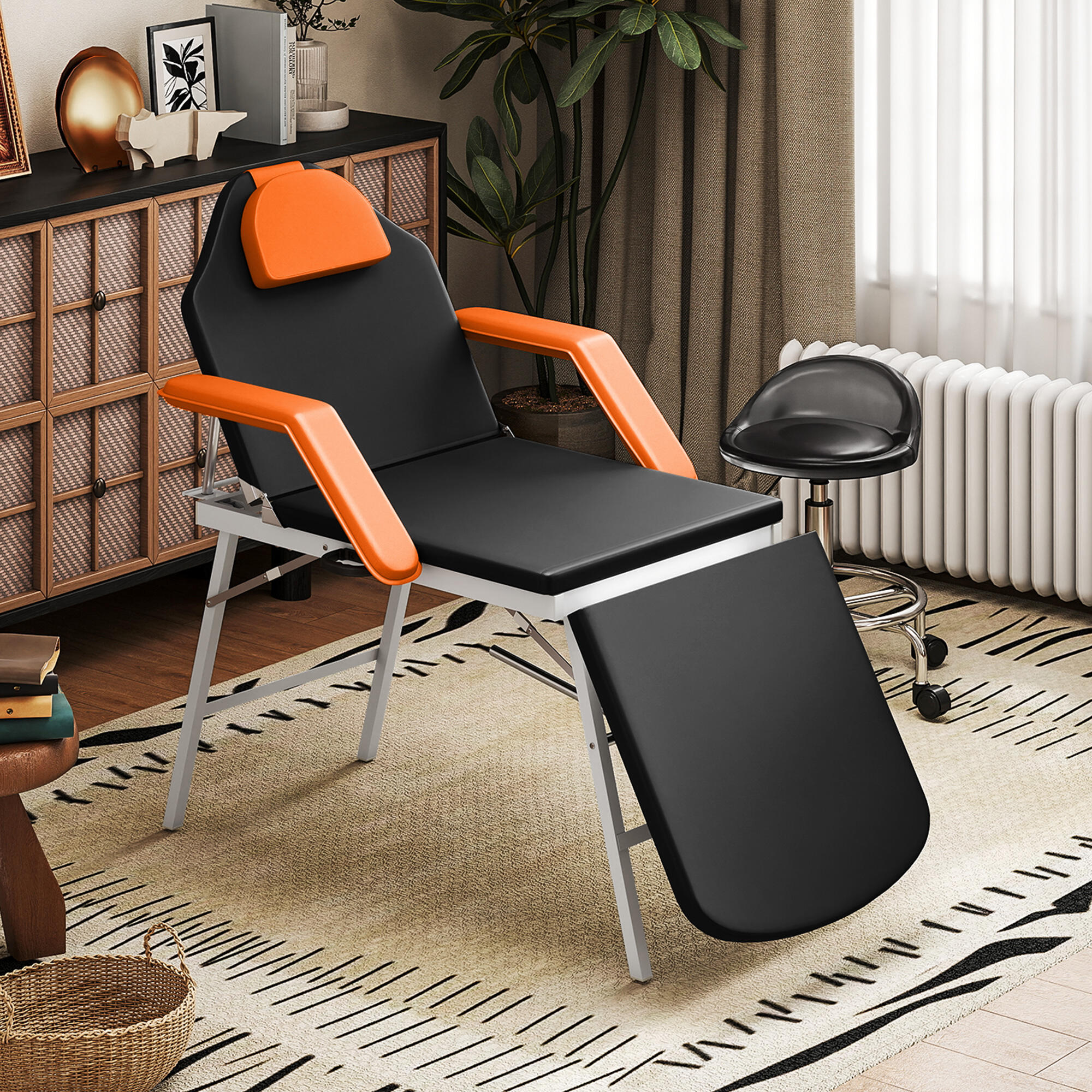 Marquesa de massagem 182x82x68 cm preto e laranja HOMCOM 2/6