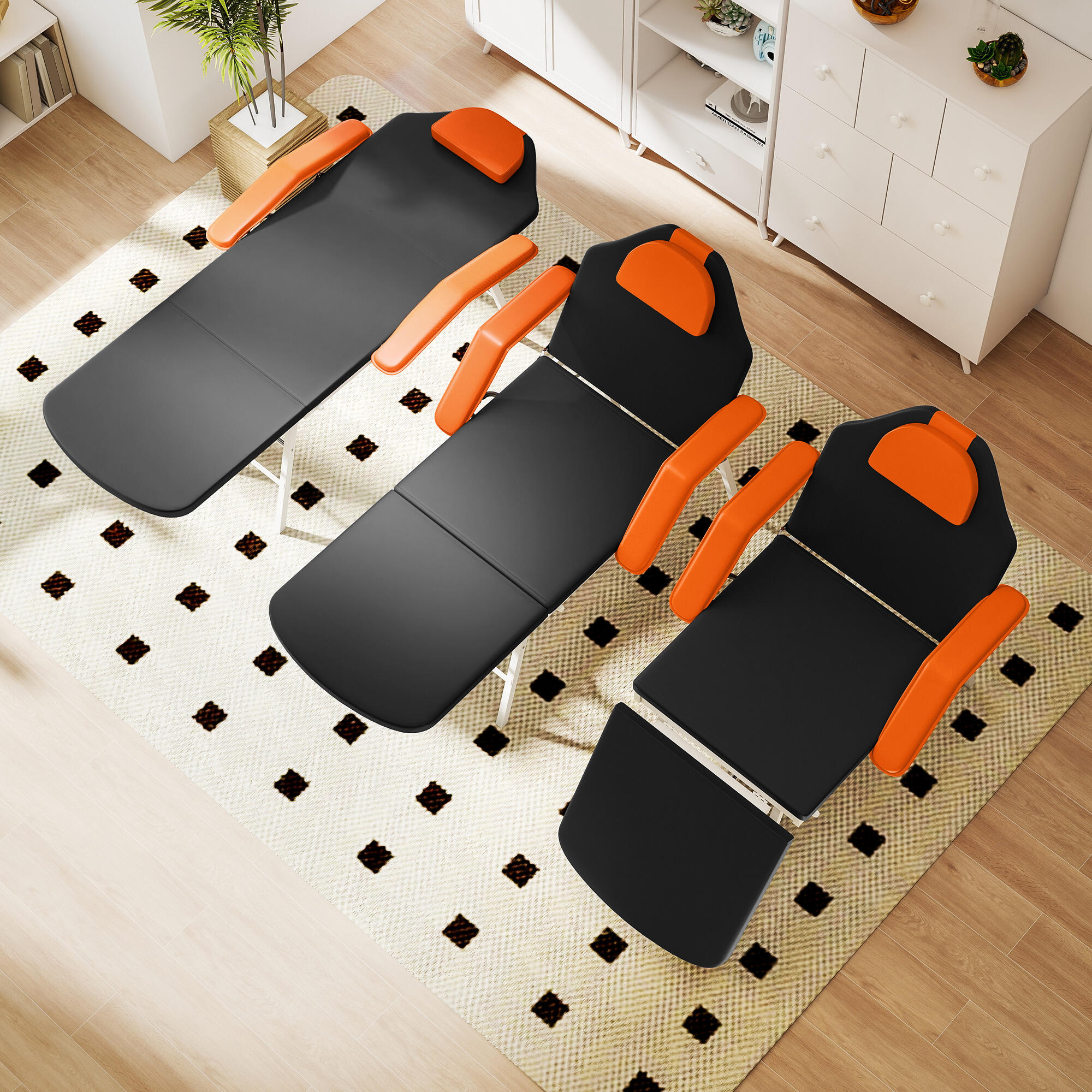 Marquesa de massagem 182x82x68 cm preto e laranja HOMCOM 5/6