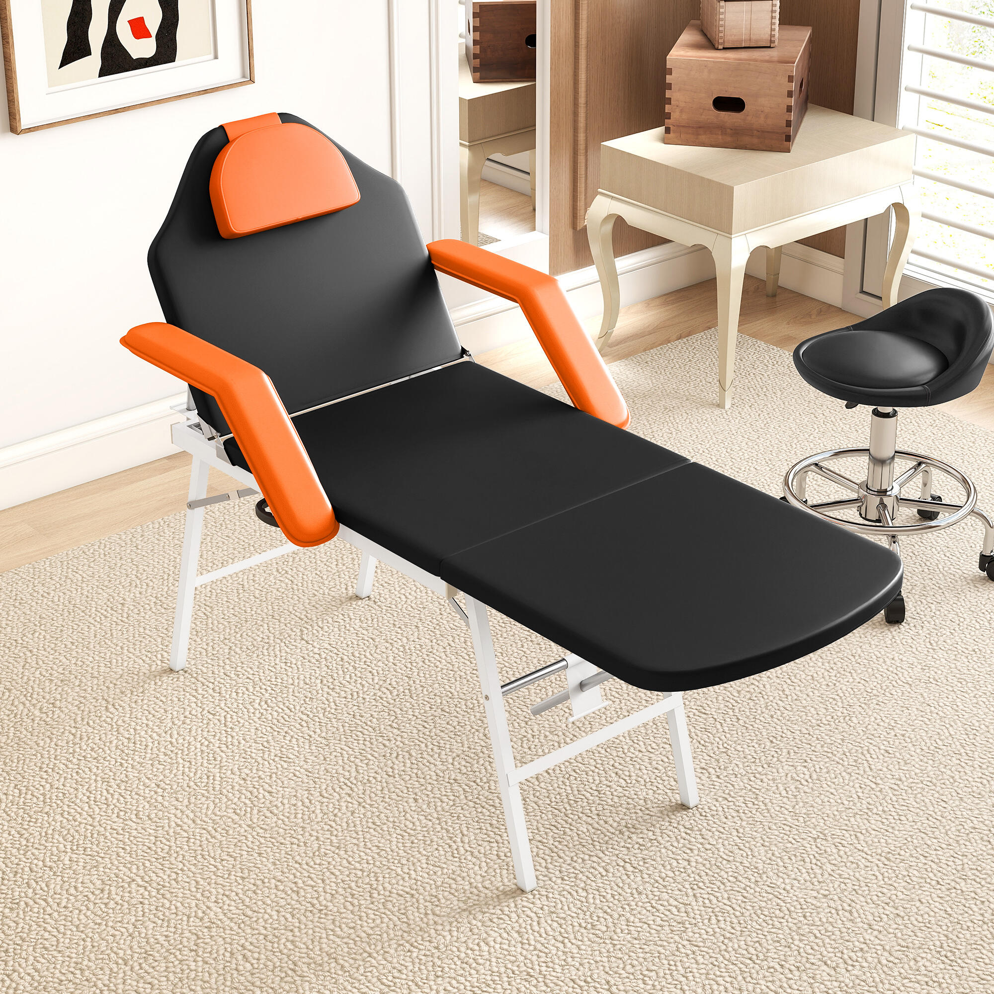 Marquesa de massagem 182x82x68 cm preto e laranja HOMCOM 4/6