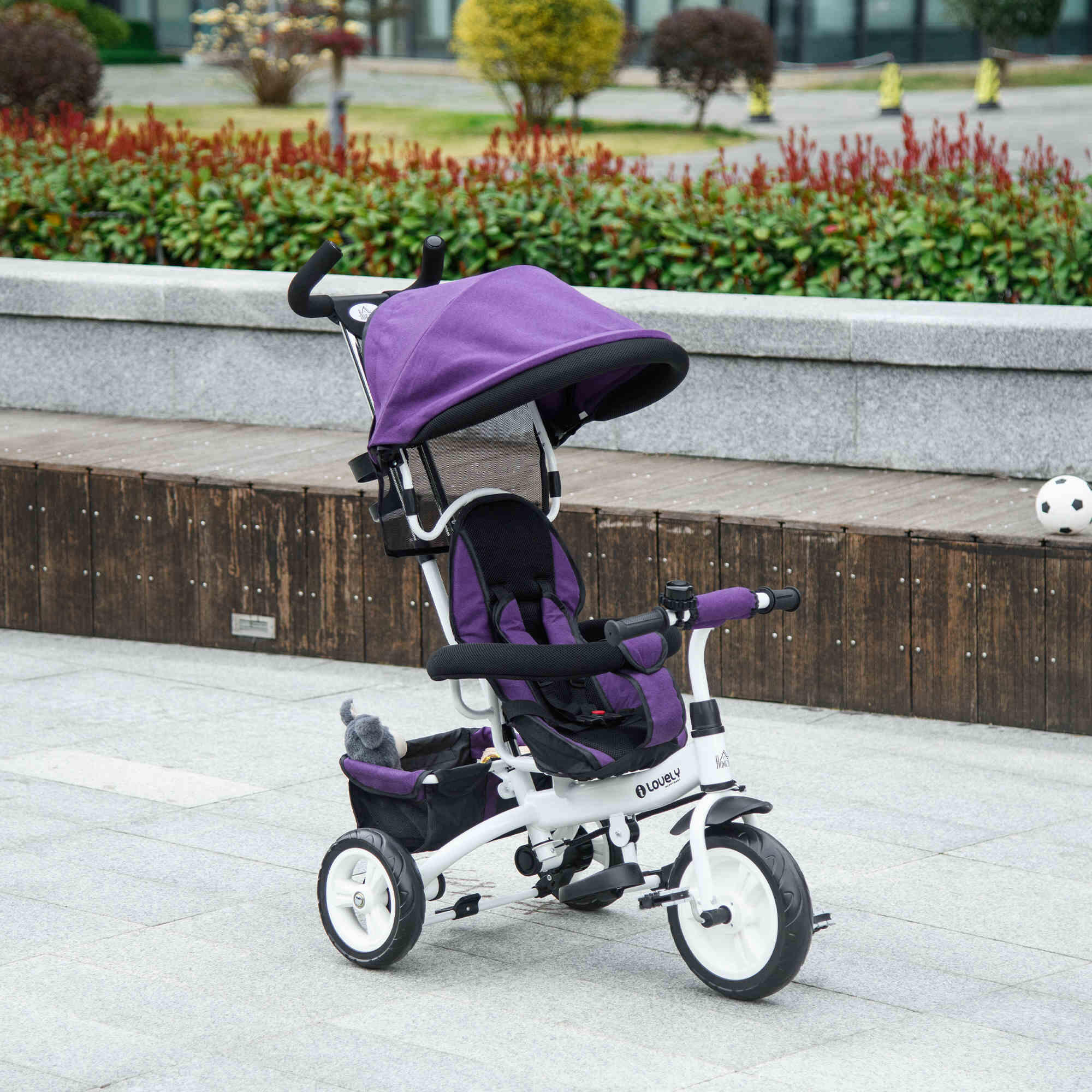 Triciclo evolutivo para bebés 95x50x106 cm roxo HOMCOM 2/5