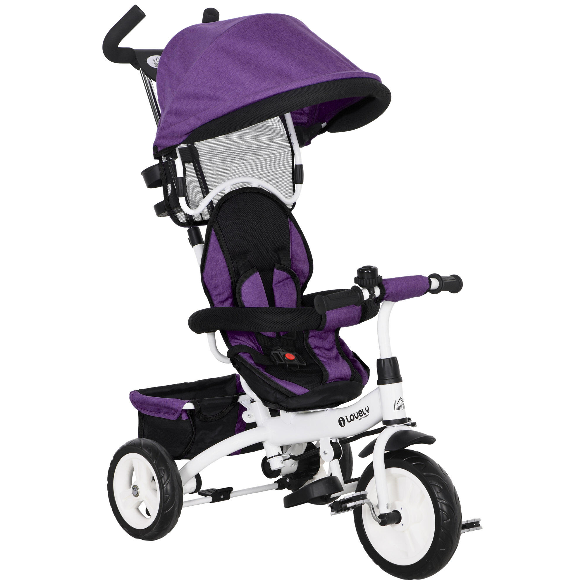 HOMCOM Triciclo evolutivo para bebés 95x50x106 cm roxo HOMCOM