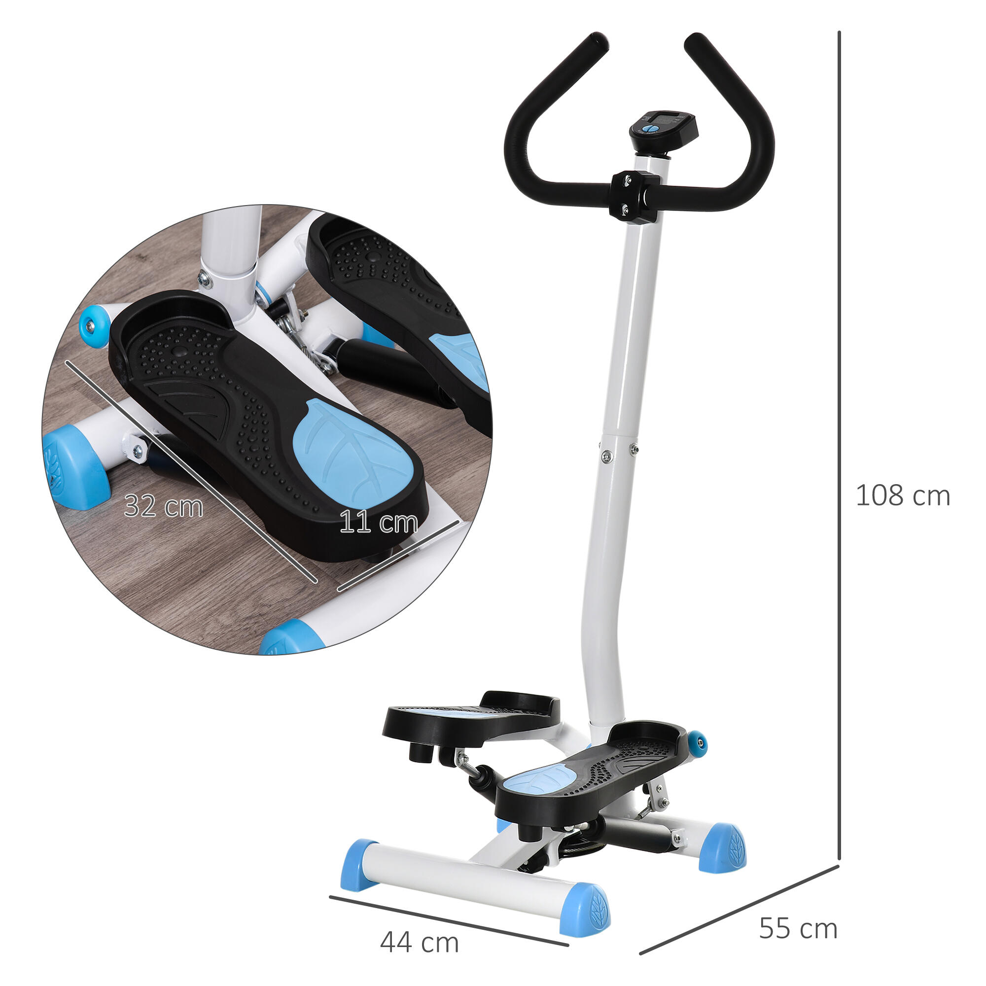 Máquina de Step HOMCOM 55x44x108 cm Blanco 3/5