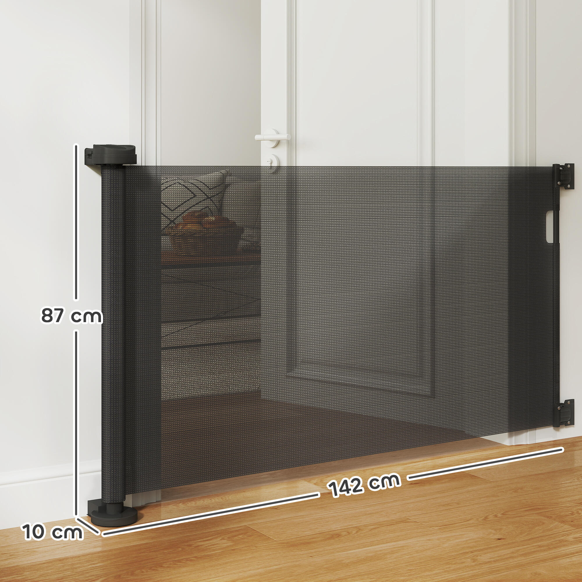 Barrera para Perros PawHut 142x10x87 cm Negro 3/5