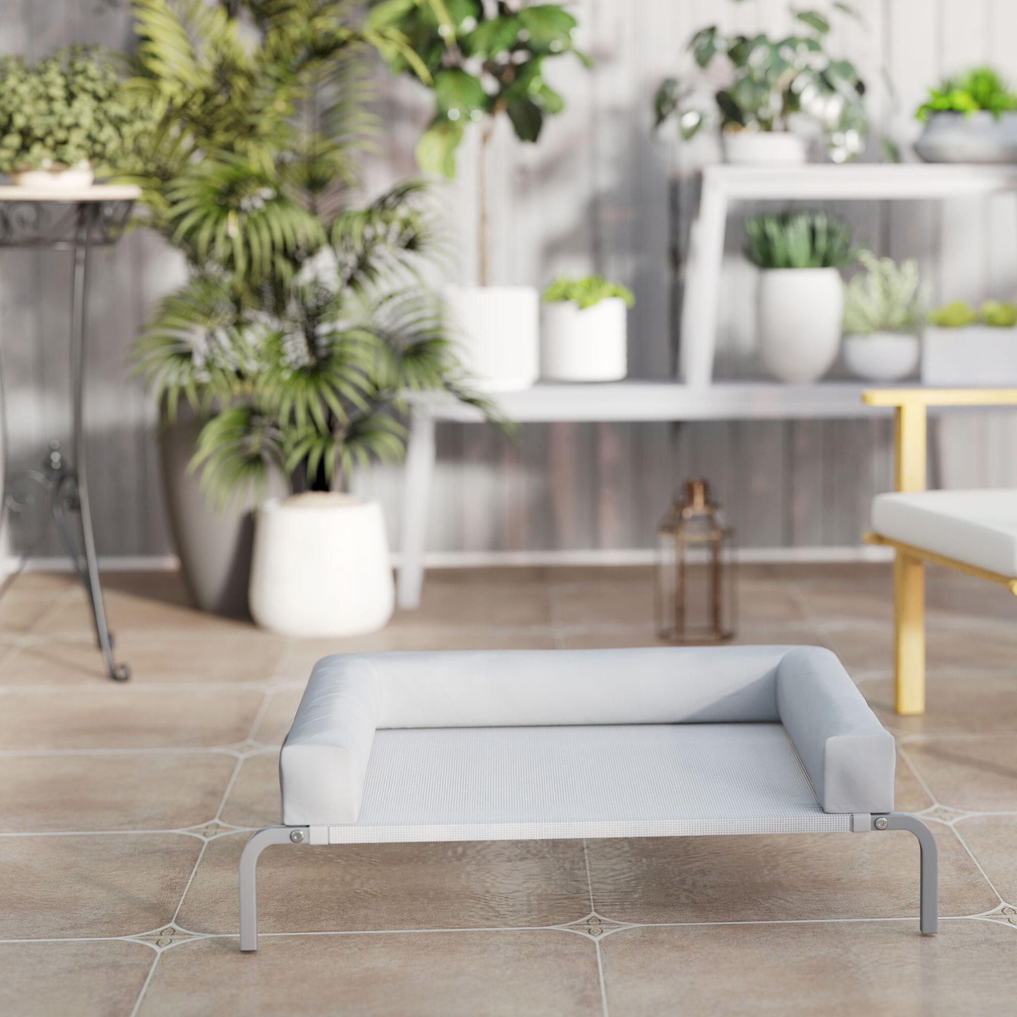 Cama elevada para cães 90x65x30 cm cinzento PawHut 5/5