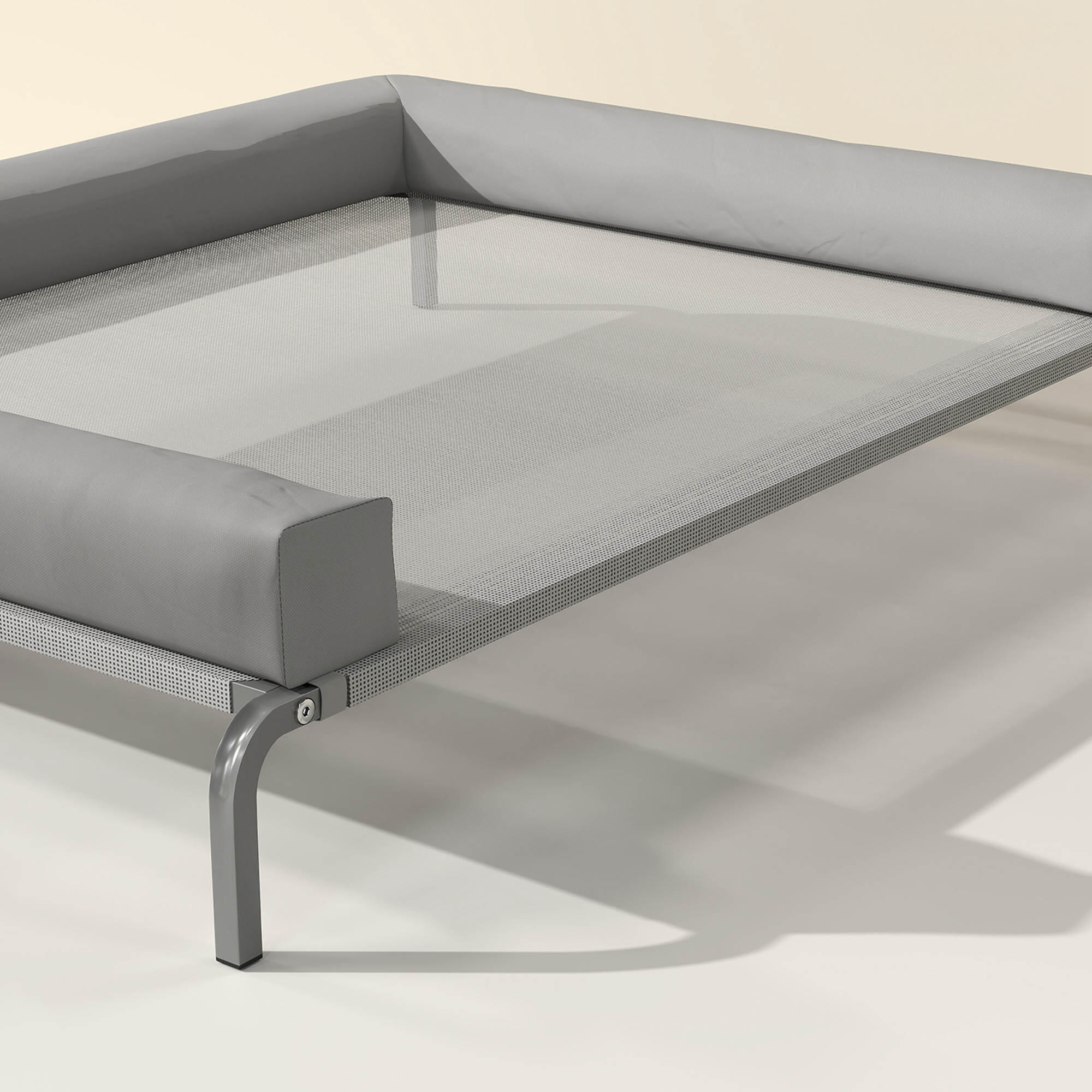 Cama Elevada Perros PawHut 130x90x30 cm Gris Claro 4/5