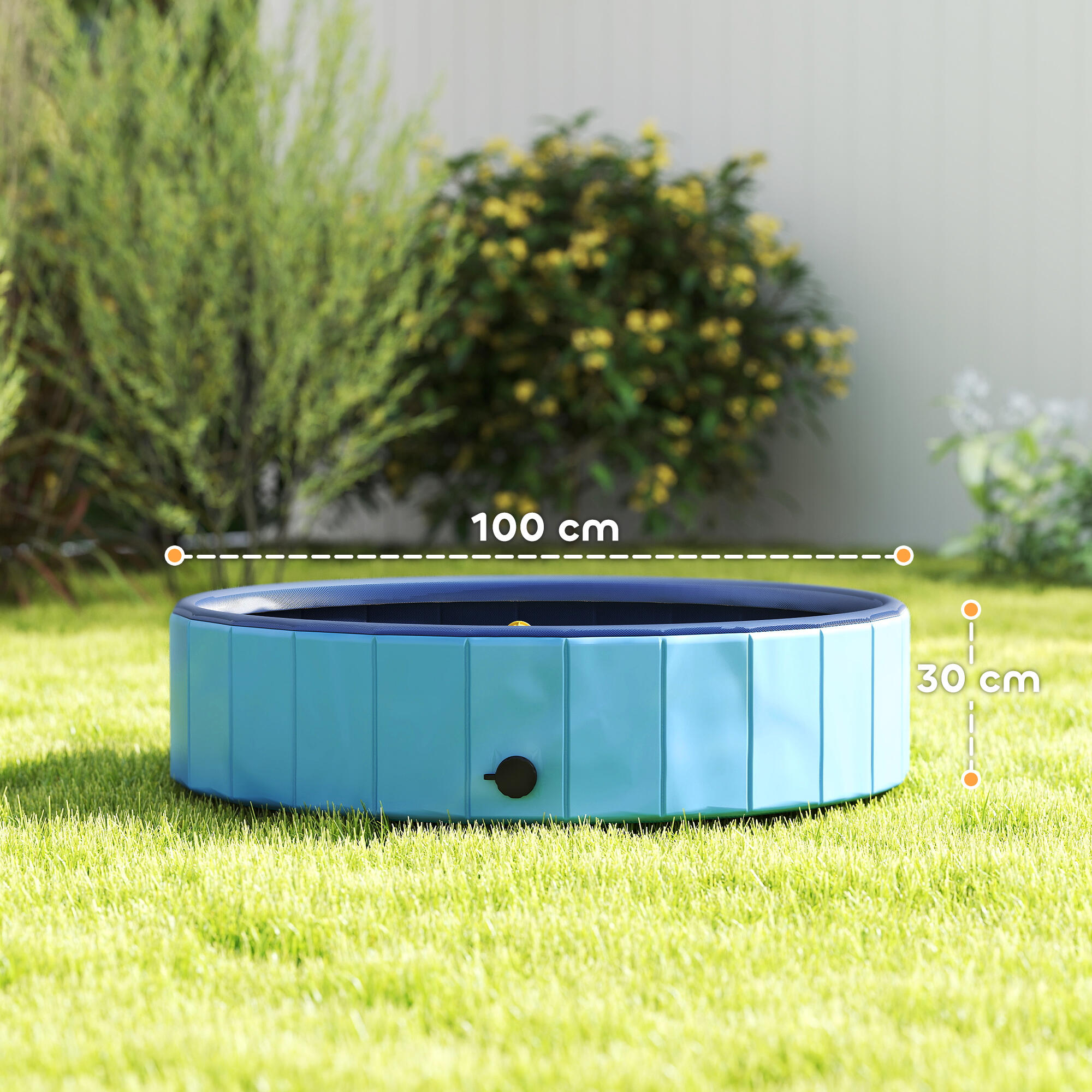 Piscina para Perros PawHut 100x100x30 cm Azul Claro 3/5