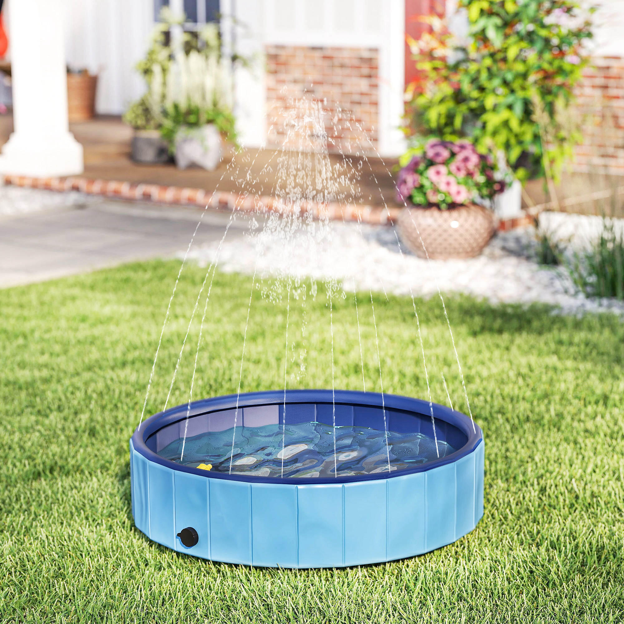 Piscina para Perros PawHut 100x100x30 cm Azul Claro 2/5