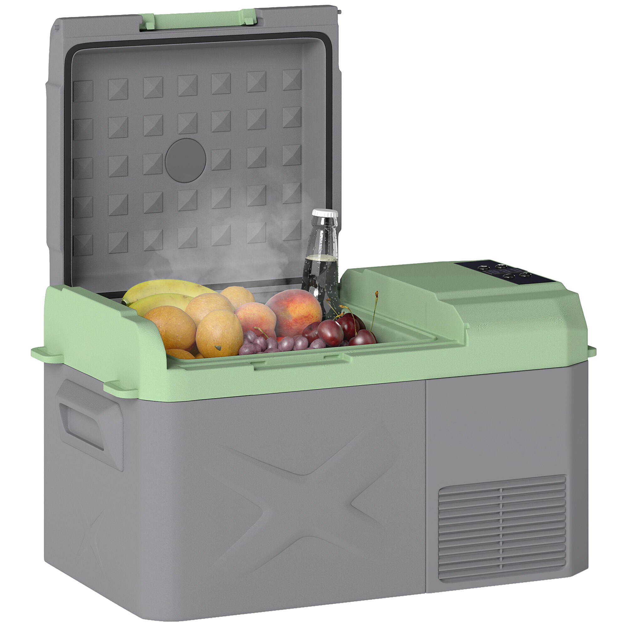 Geleira elétrica portátil 61x34x32,4 cm cinza e verde outsunny