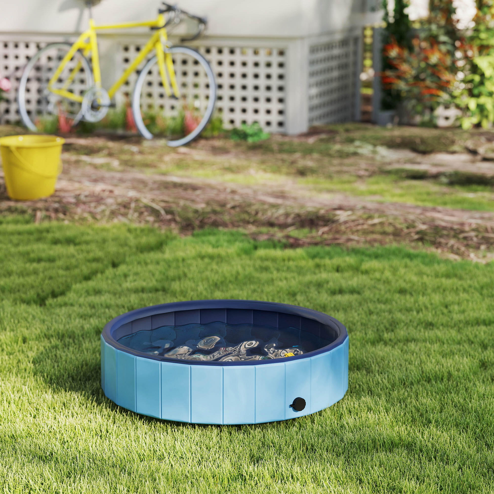 Piscina para Perros PawHut 100x100x30 cm Azul Claro 5/5
