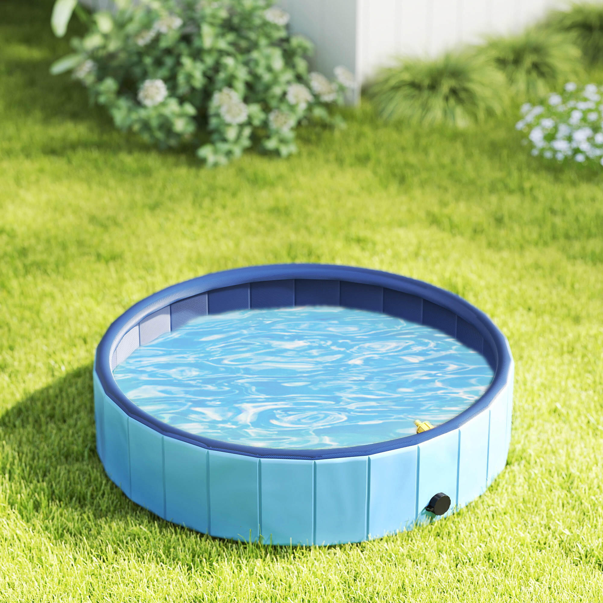 Piscina para Perros PawHut 100x100x30 cm Azul Claro 4/5