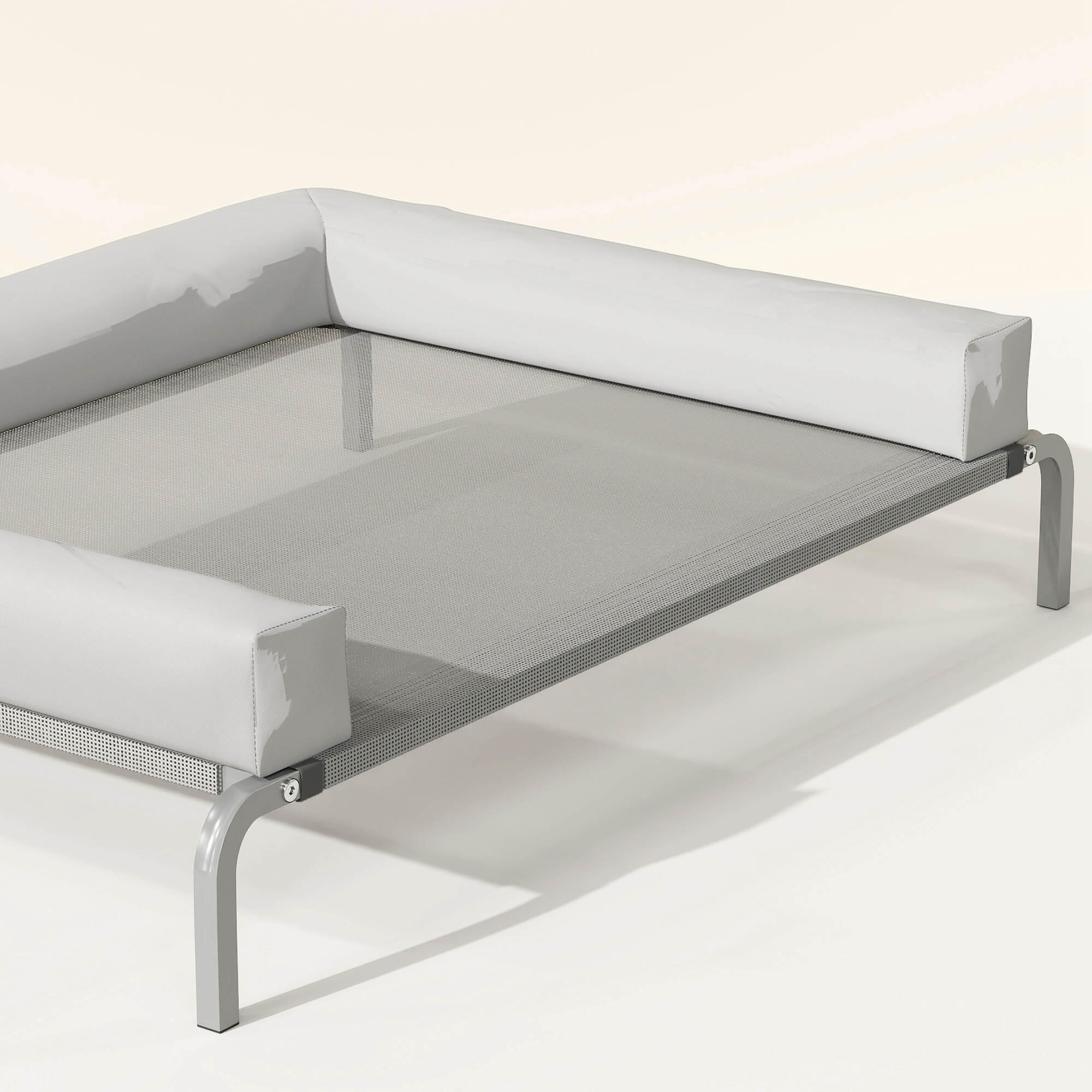 Cama Elevada Perros PawHut 110x75x30 cm Gris Claro 4/5