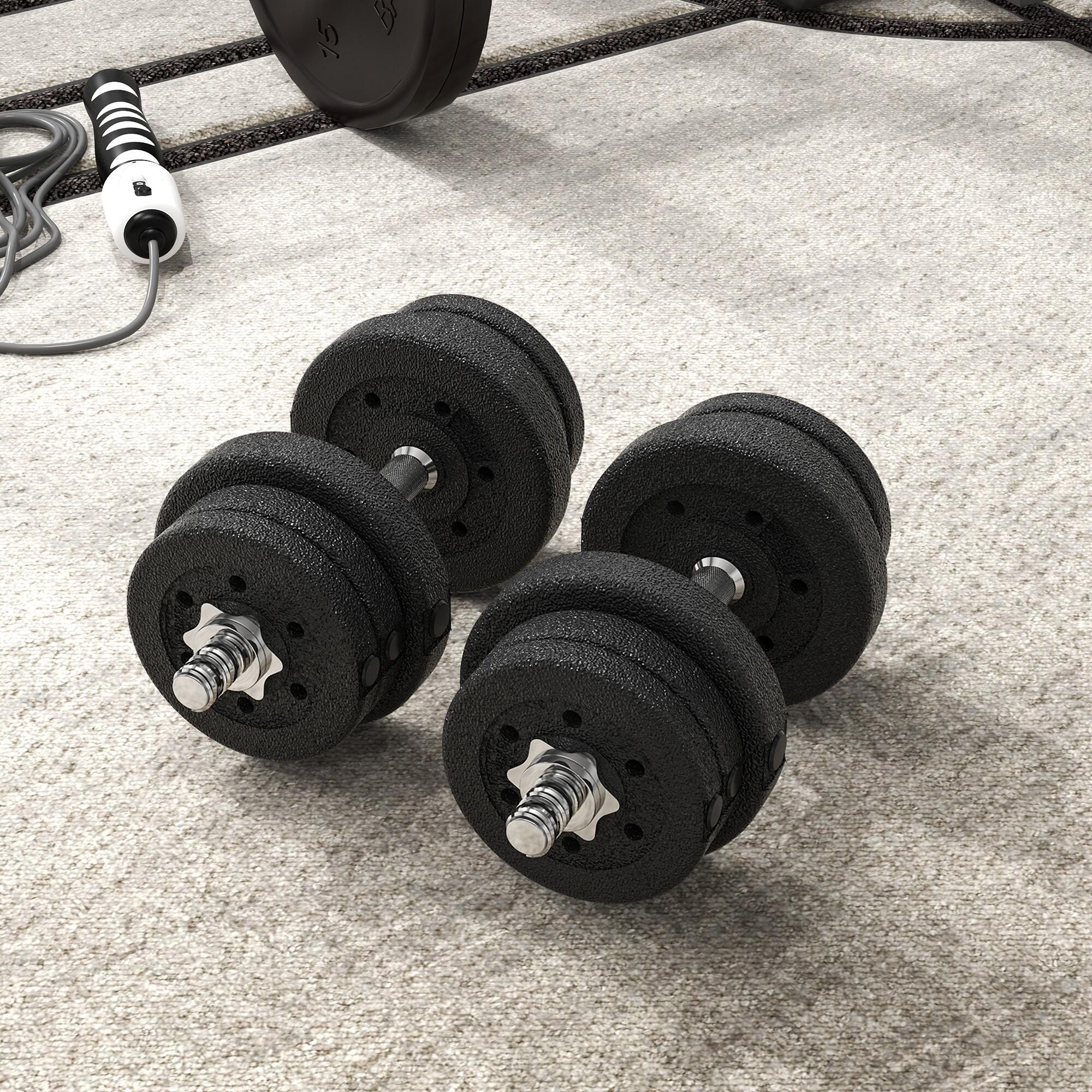 Ensemble d'haltères courtes total 25 Kg - barres incluses - acier PU noir 2/5