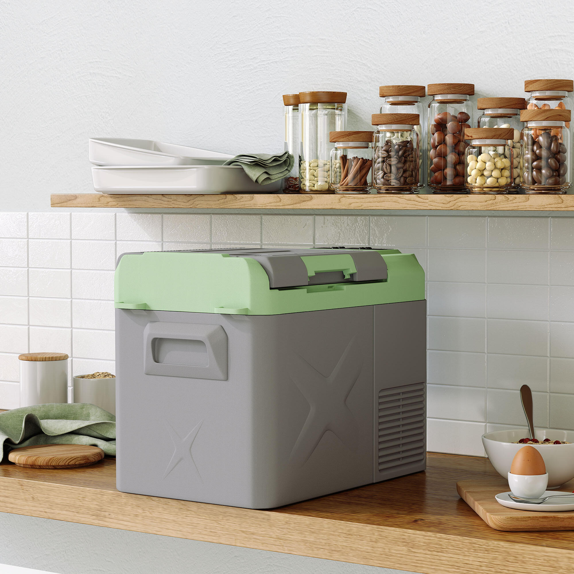 Geleira elétrica portátil 60,2x33,4x41,4 cm cinza e verde Outsunny 2/5