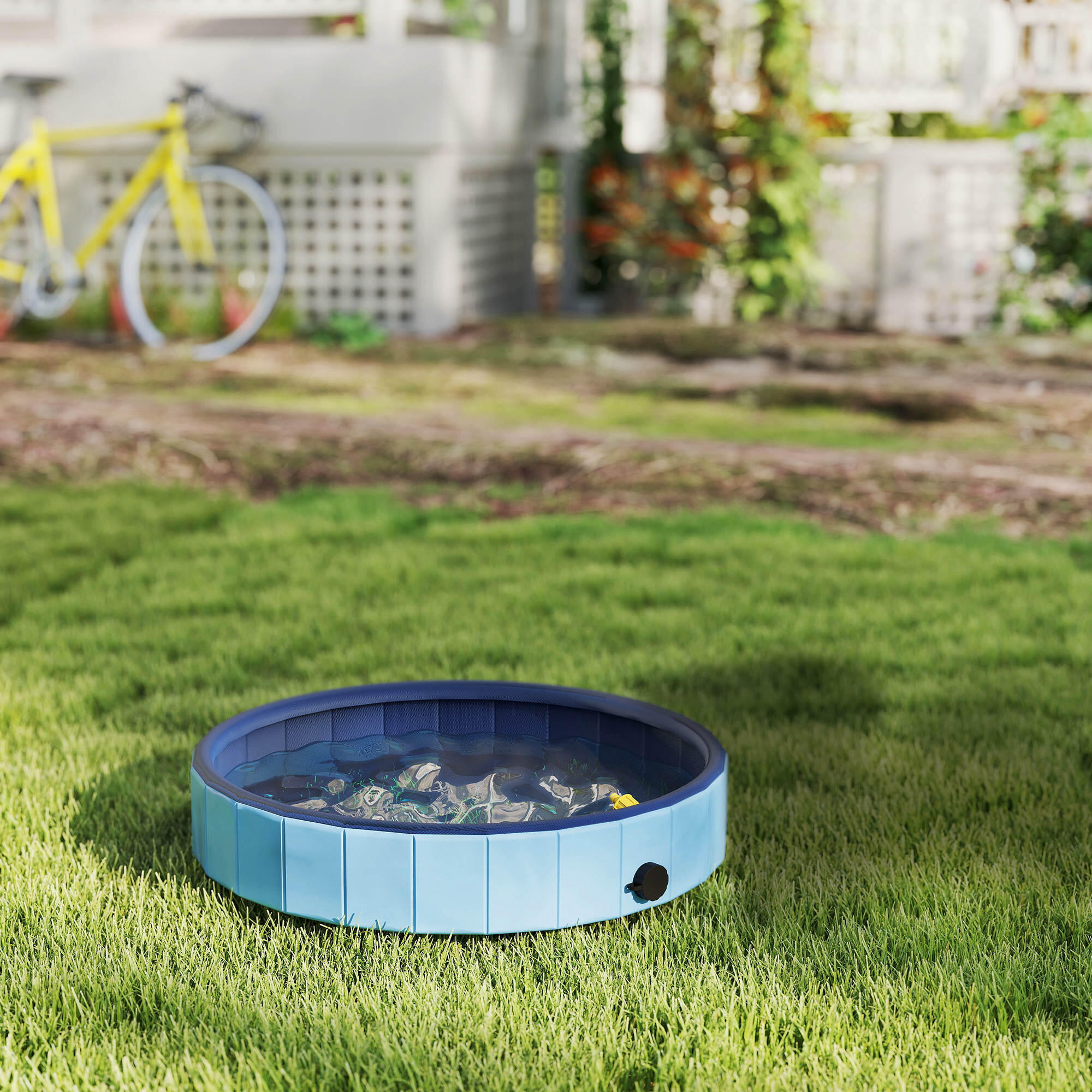 Piscina para Cães Dobrável com Aspersor azul 4/5
