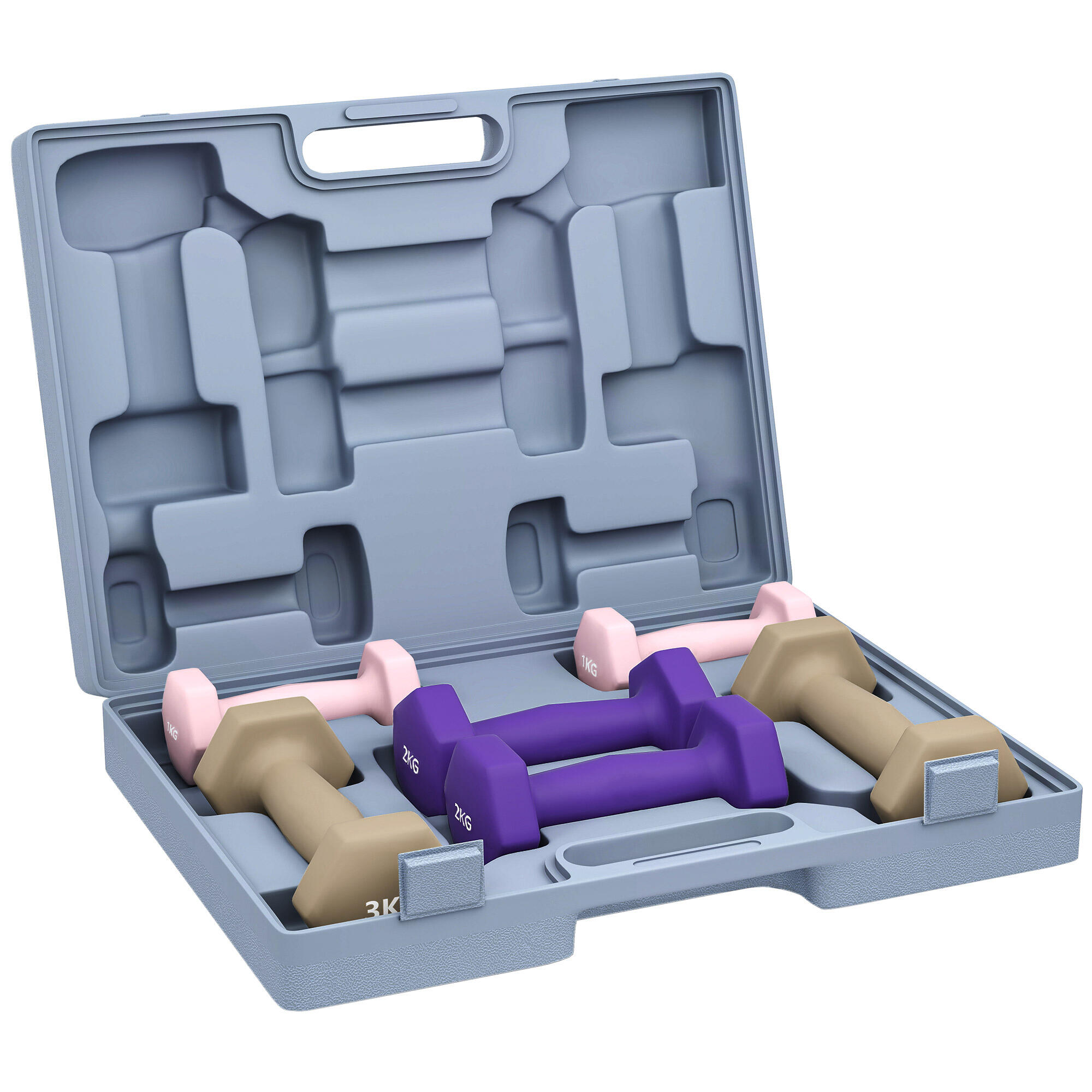 Conjunto de halteres 18x8x8 cm rosa, roxo e marrom claro sportnow