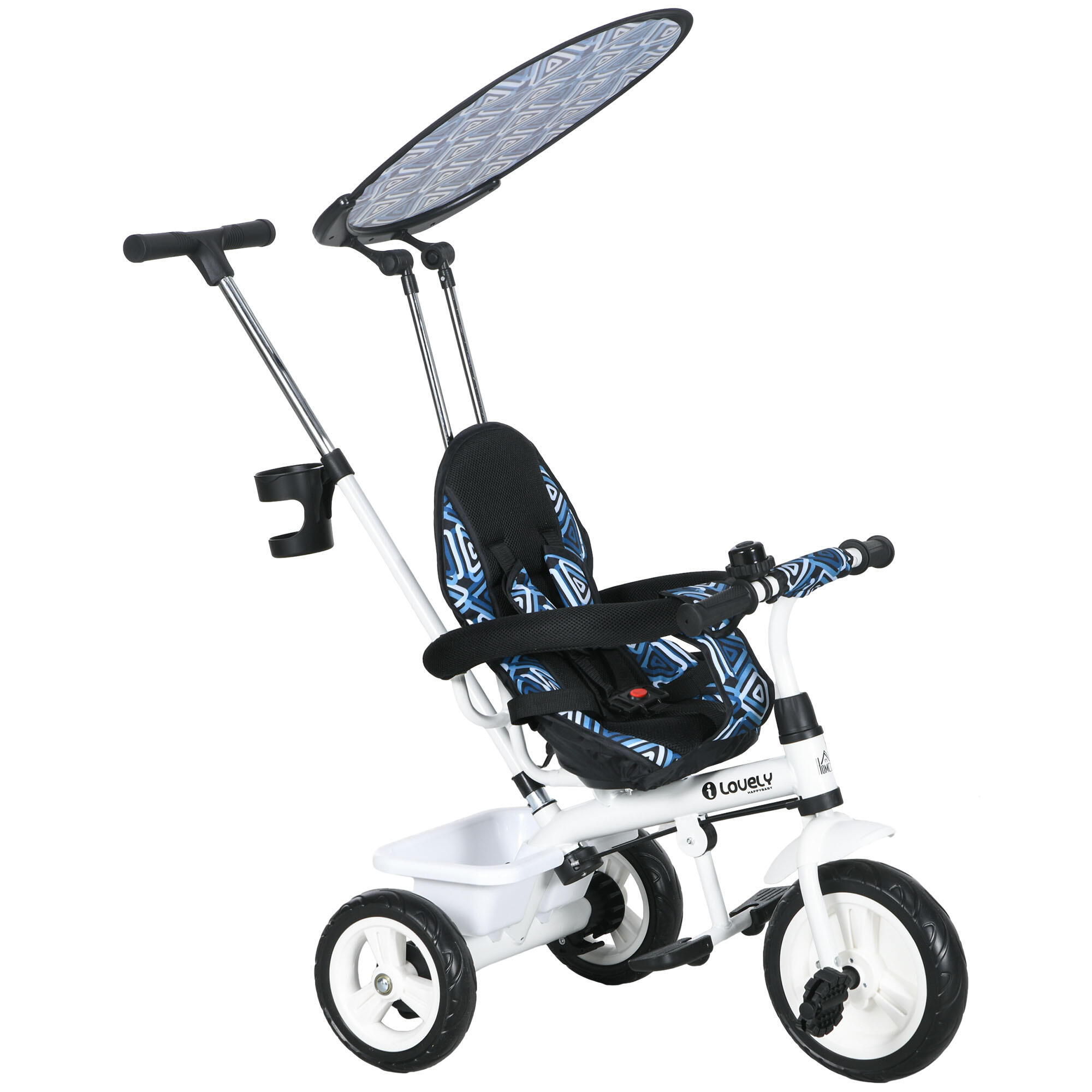 HOMCOM Triciclo para crianças evolutivo 105x47x98 cm azul HOMCOM