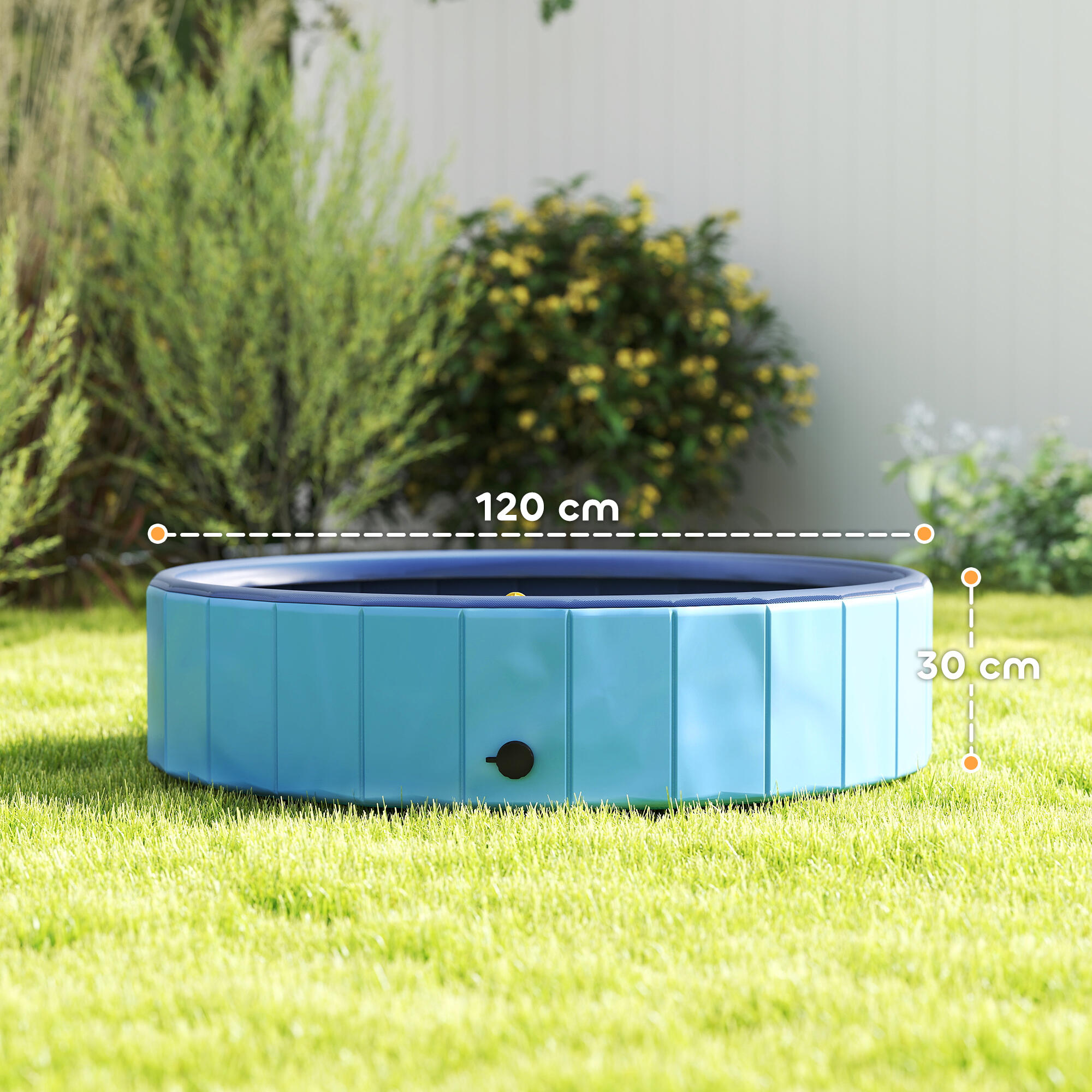Piscina para cães ø120x30 cm azul PawHut 3/5