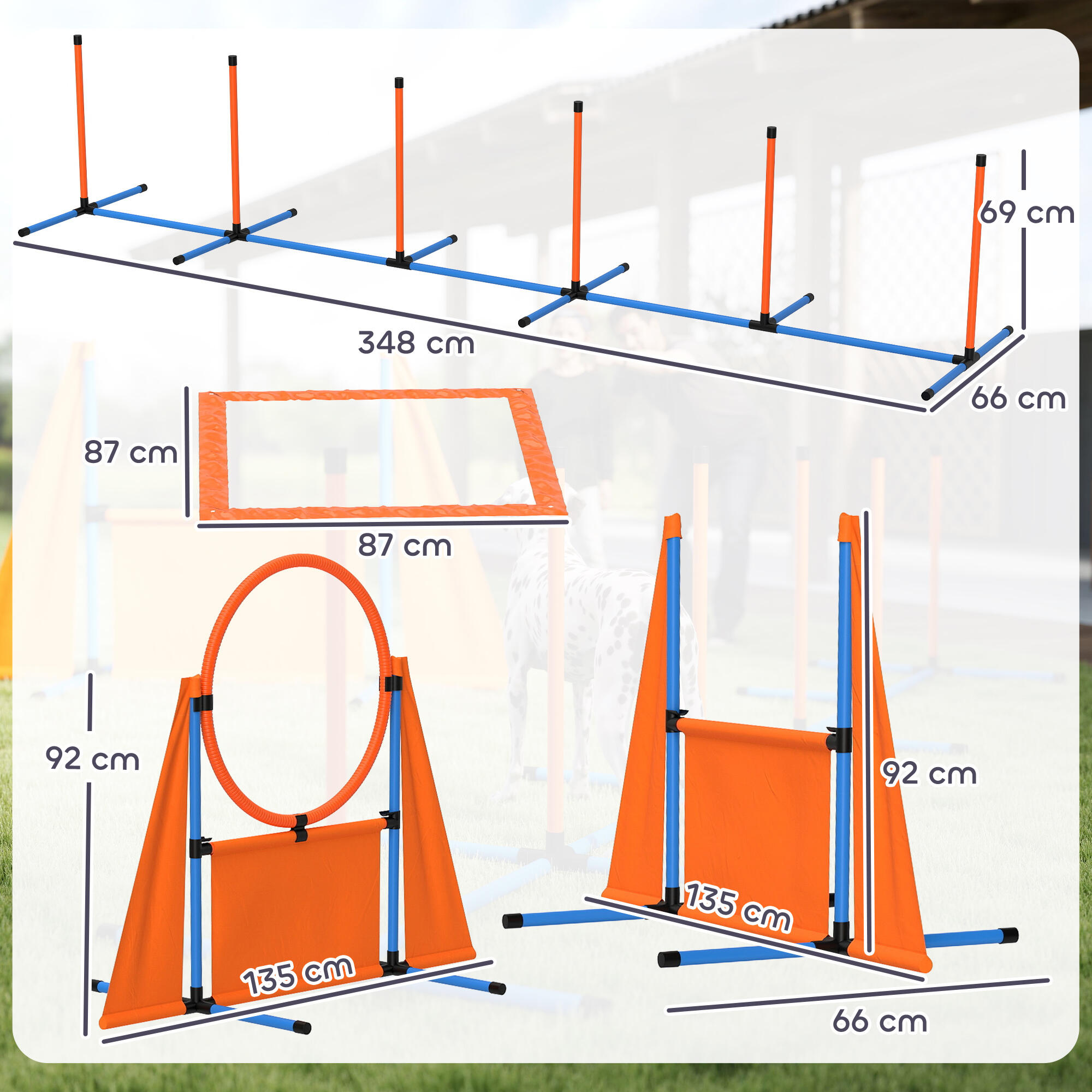 Juego de Agilidad PawHut 348x66x69 cm Naranja 3/5