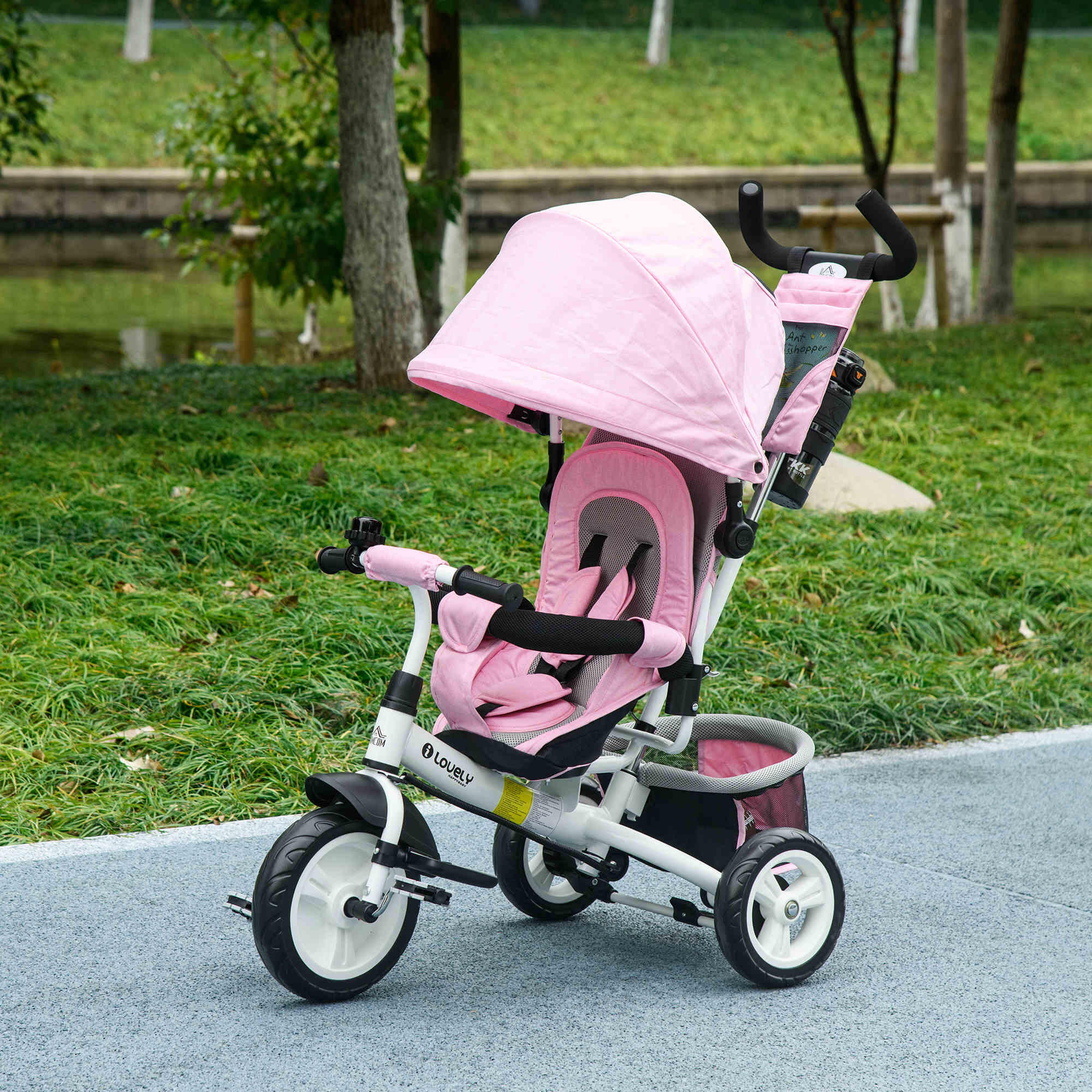 Triciclo para bebés 102x49x102 cm rosa HOMCOM 2/5