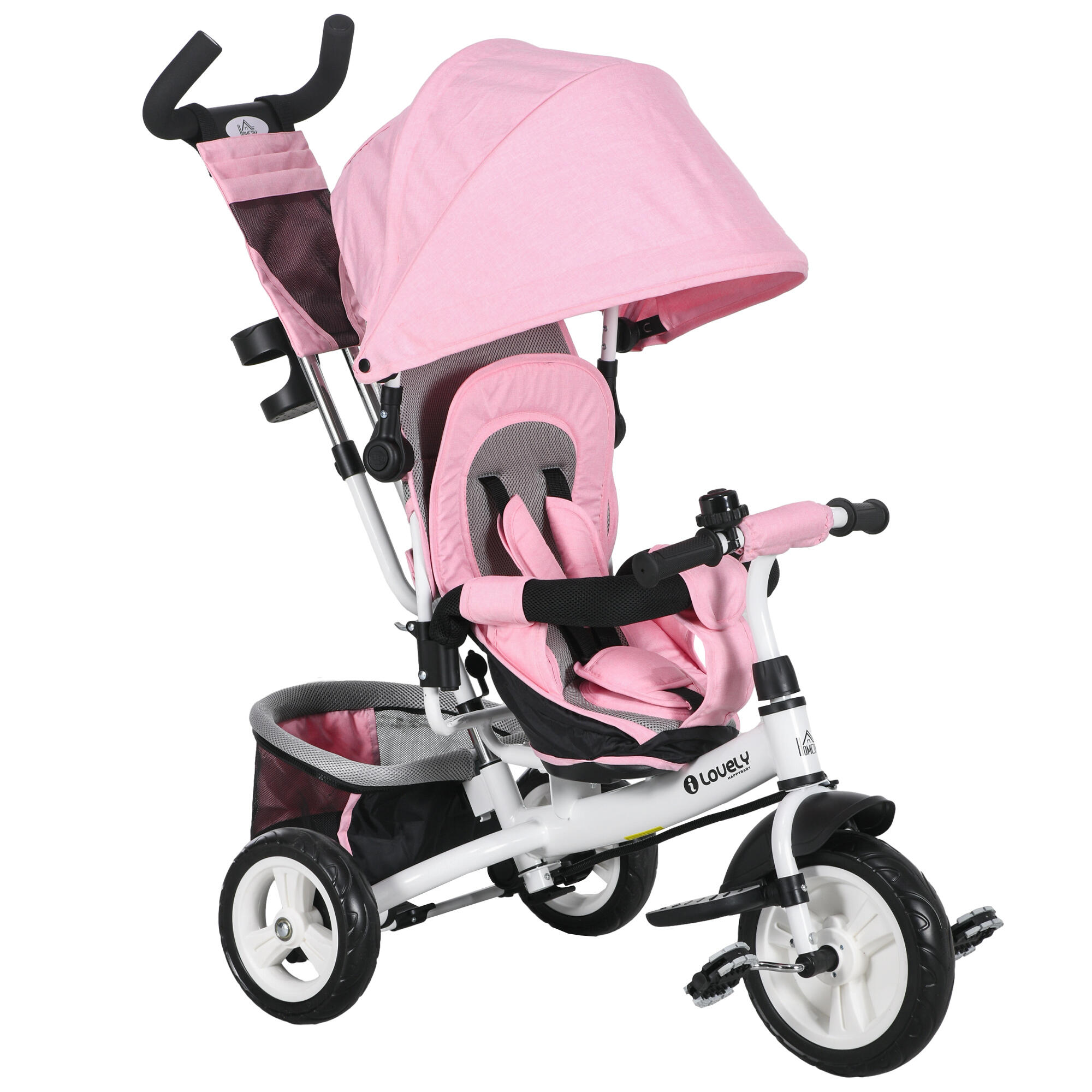 HOMCOM Triciclo para bebés 102x49x102 cm rosa HOMCOM