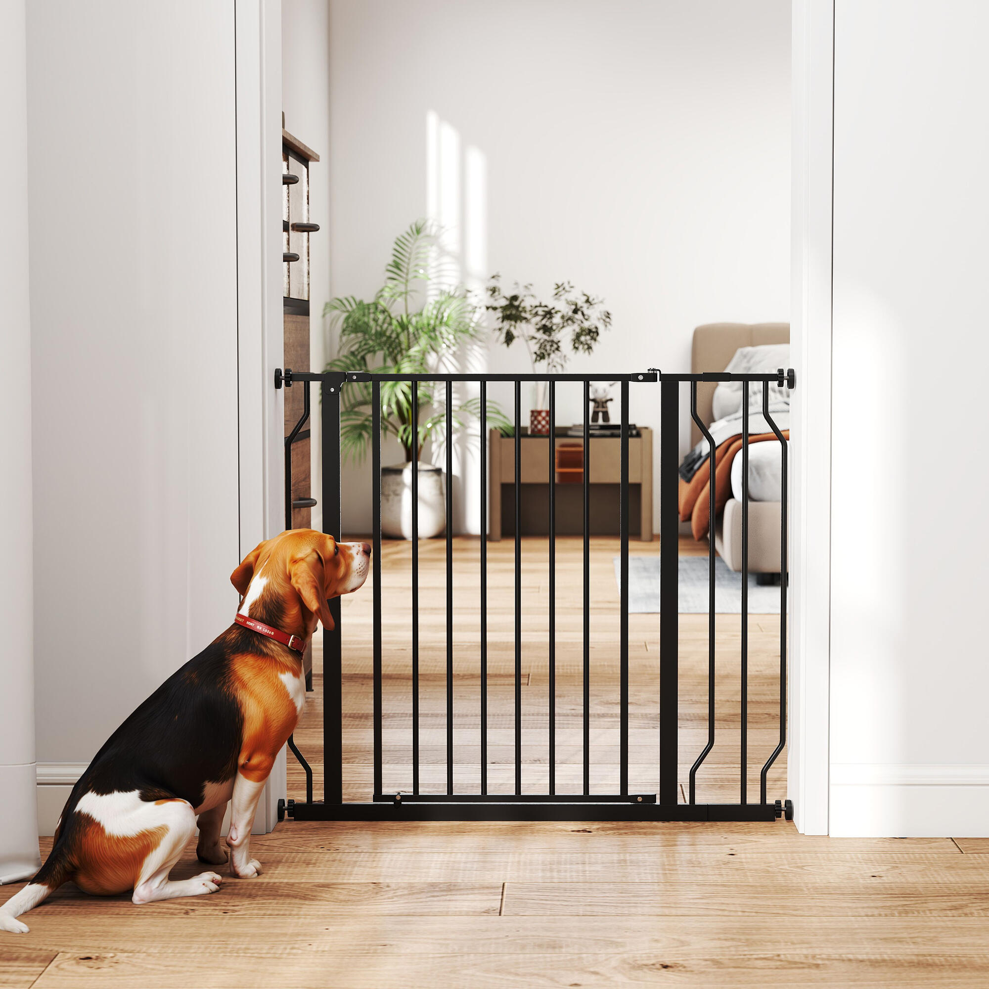 Barreira de segurança para cães 75-115x76 cm preto PawHut 5/5