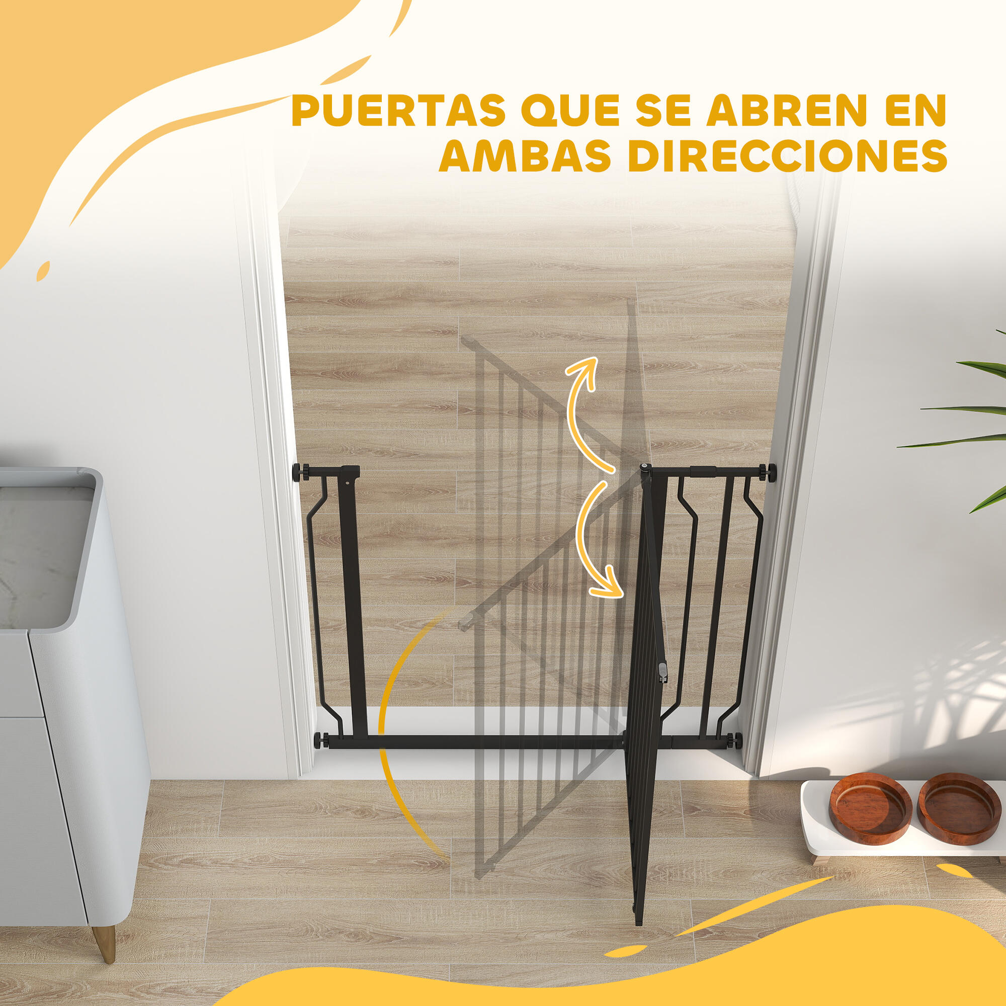 Barreira de segurança para cães 75-115x76 cm preto PawHut 4/5