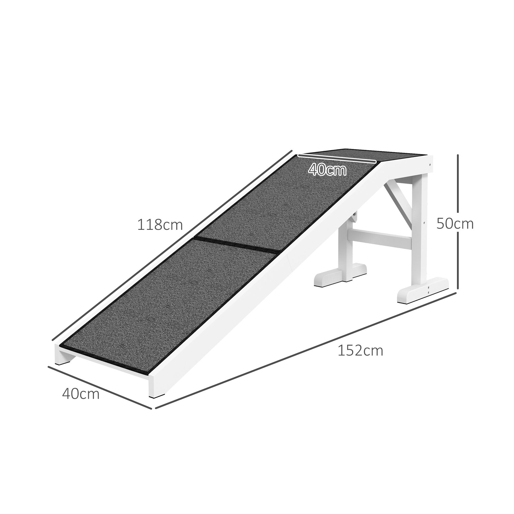 Rampa para cães 152x40x50 cm branco e cinza PawHut 3/5