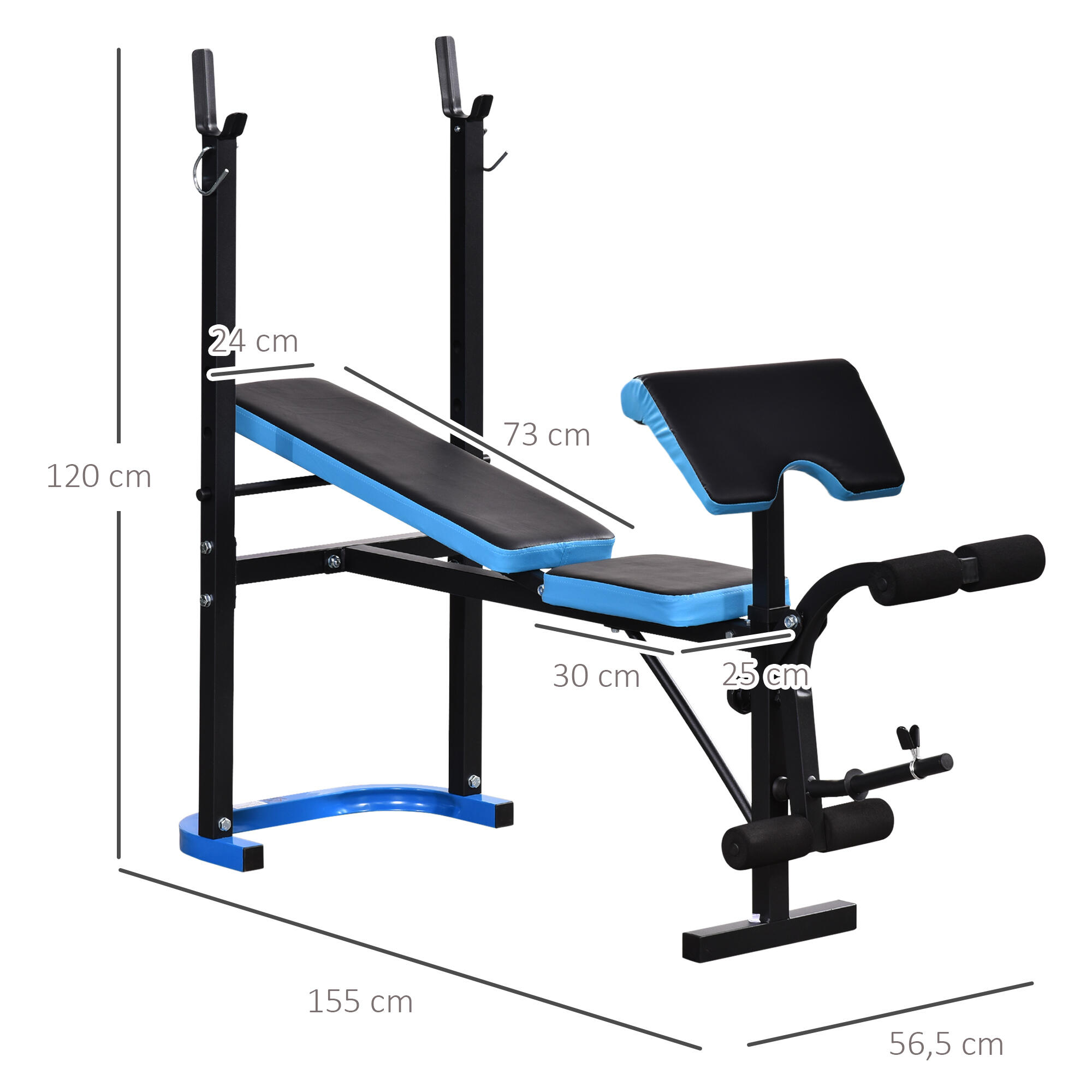 Banc de musculation avec support pour haltères et dossier réglable pour 5/9
