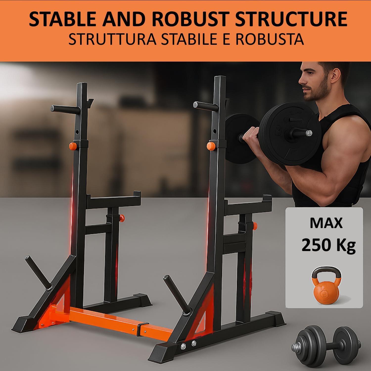 Rack à Squat Réglable Double Support de Barre FF 2/6