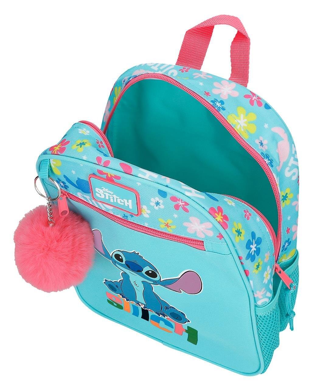 Mochila escolar niña Disney Aloha Stitch 28cm con carro turquesa 3/5
