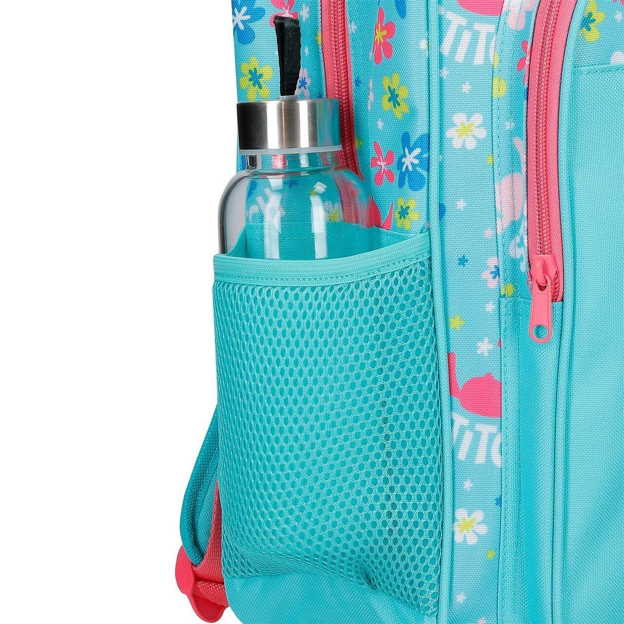 Mochila escolar niña Disney Aloha Stitch 28cm con carro turquesa 5/5