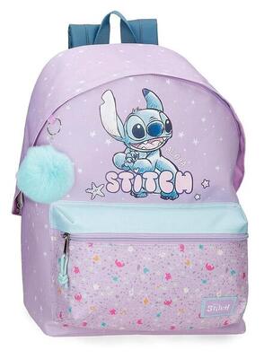 Mochila escolar adaptable niña Disney Lovely Stitch 44cm malva