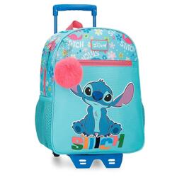 Sac à dos d'école fille Disney Aloha Stitch 33cm avec chariot turquoise