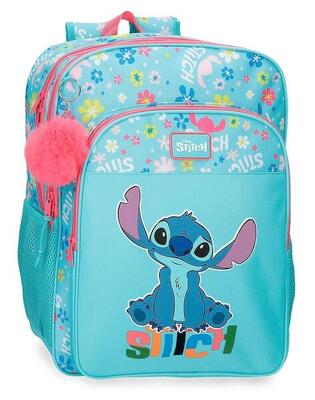Mochila escolar adaptable niña Disney Aloha Stitch 40cm turquesa