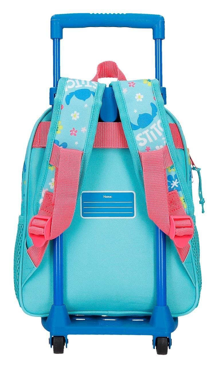 Mochila escolar niña Disney Aloha Stitch 28cm con carro turquesa 2/5
