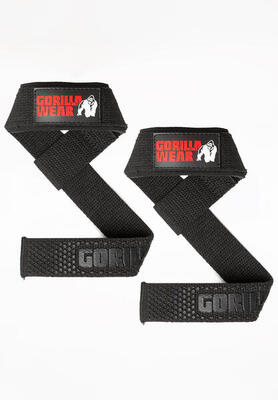 Padded silicone lifting straps - zwart