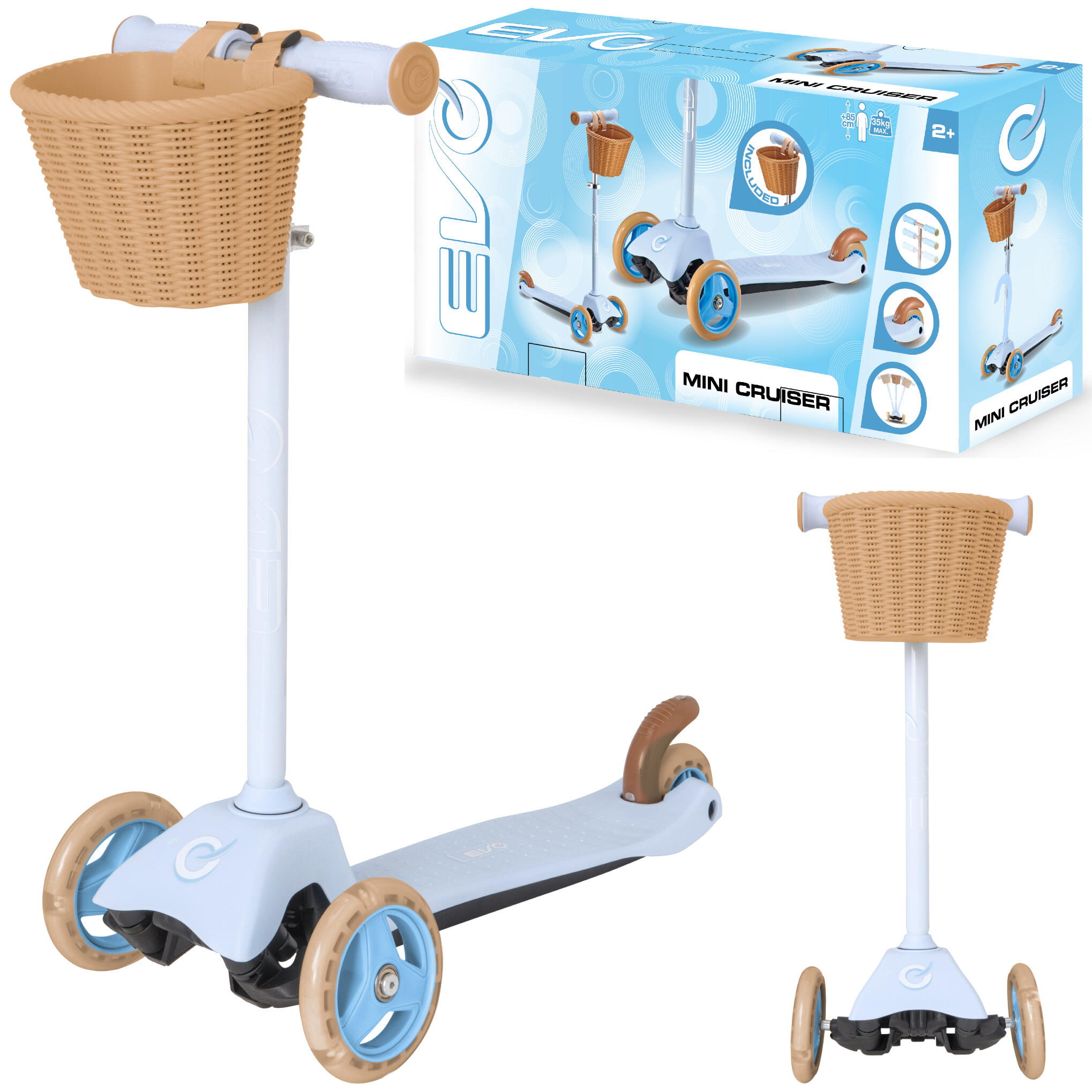 Regulowana Trójkołowa Hulajnoga dla Dzieci z Koszyczkiem Mini Cruiser EVO 2/7