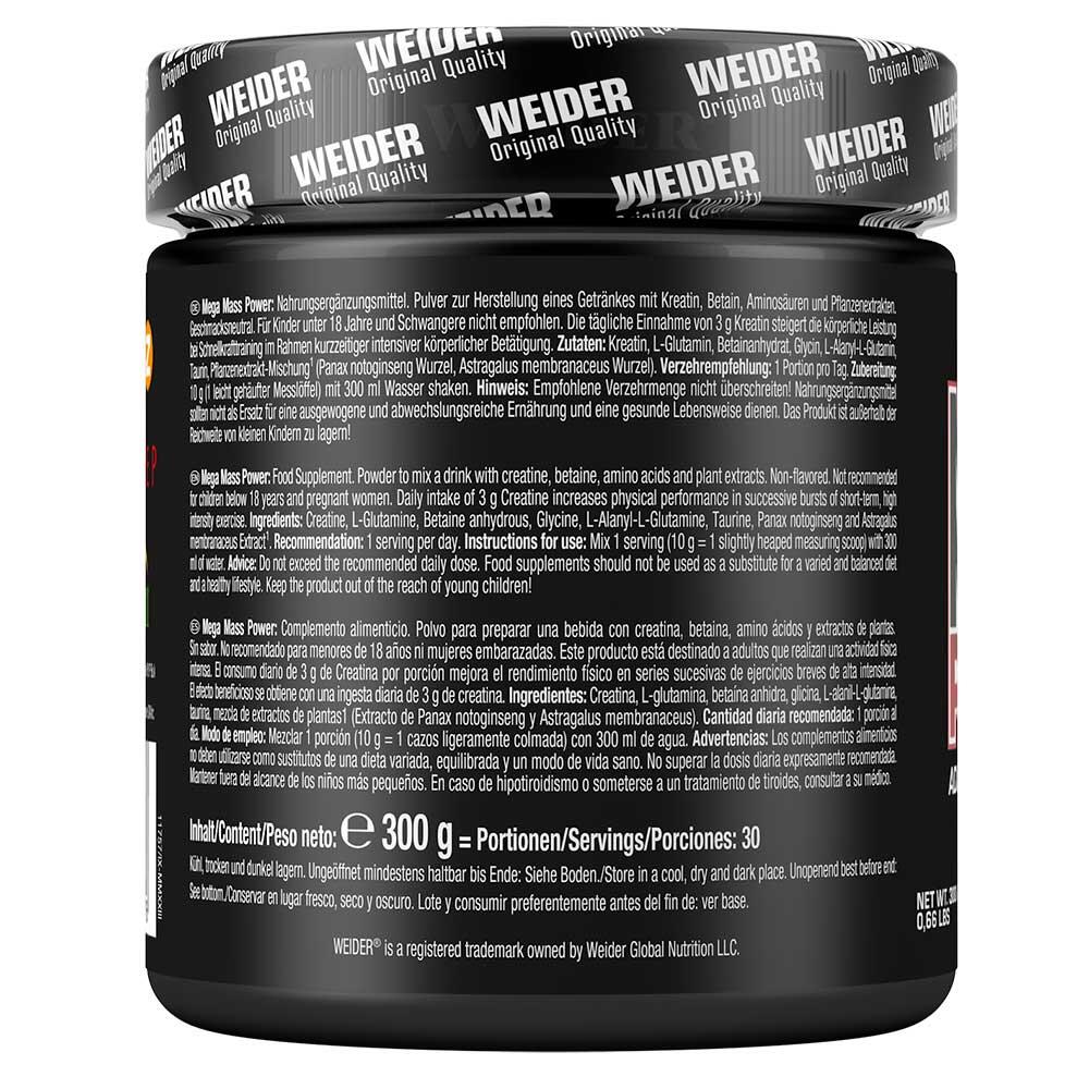 Weider Mega Mass Power (300g) Unflavoured - Créatine - Mélange de créatine 5/5