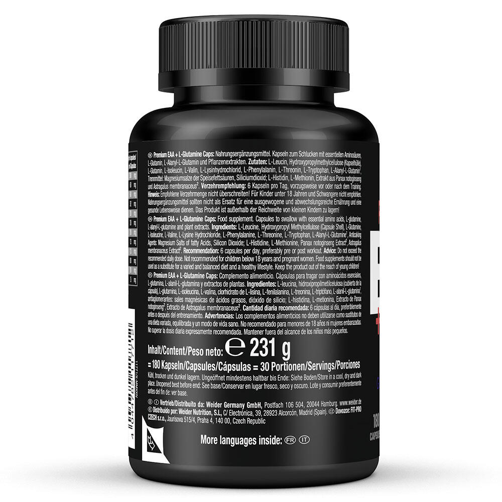 Acides aminés essentiels - Premium EAA+L-Glutamine - 180 Gélules 5/5