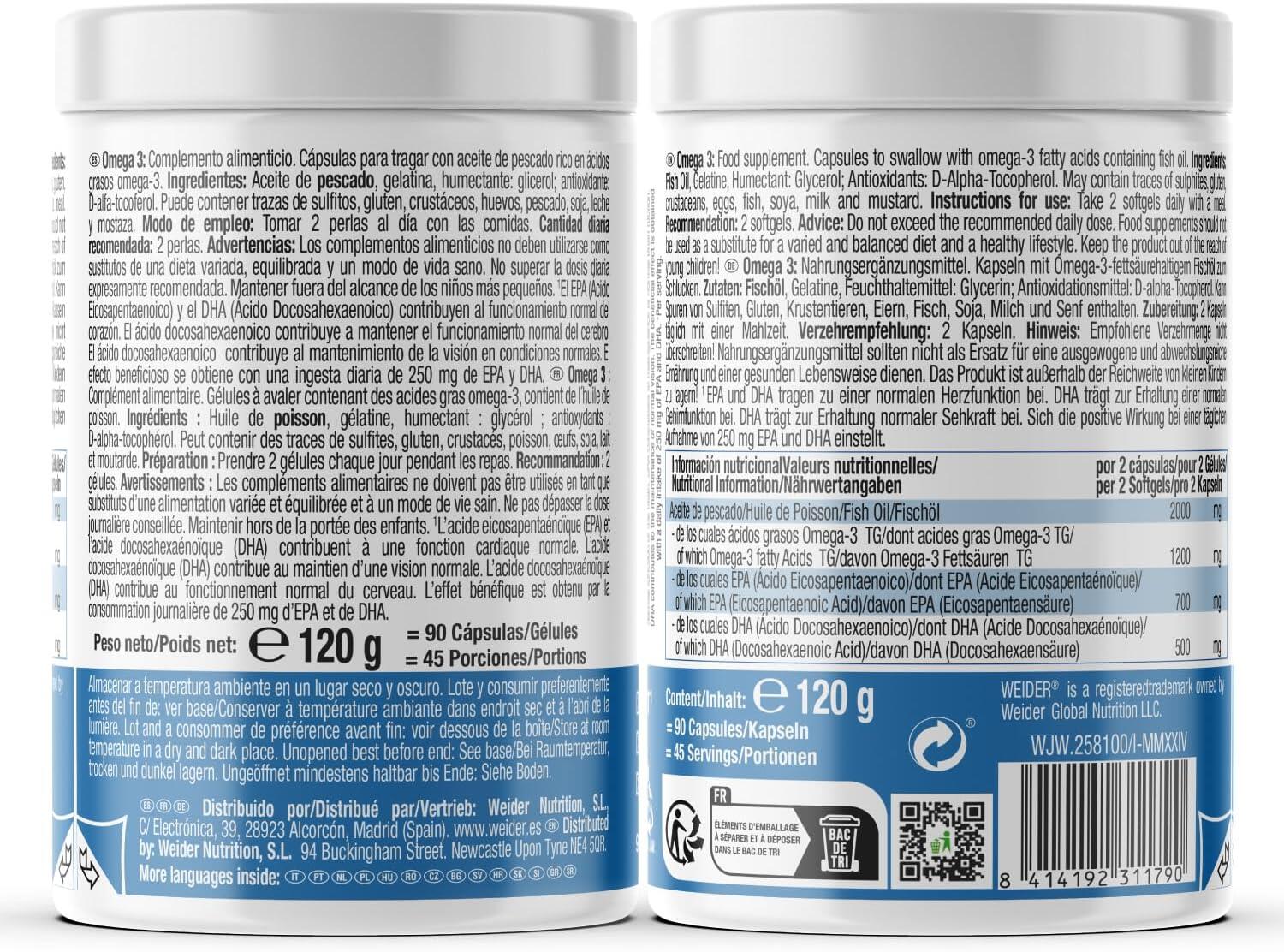 Weider Omega 3 (90 Softgels) Unflavoured - Vitamins, Minerals & Health 6/7
