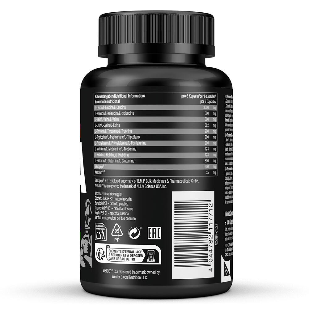 Acides aminés essentiels - Premium EAA+L-Glutamine - 180 Gélules 4/5